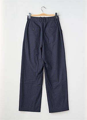 Pantalon large tissage popeline taille haute bleu UNIQLO femme