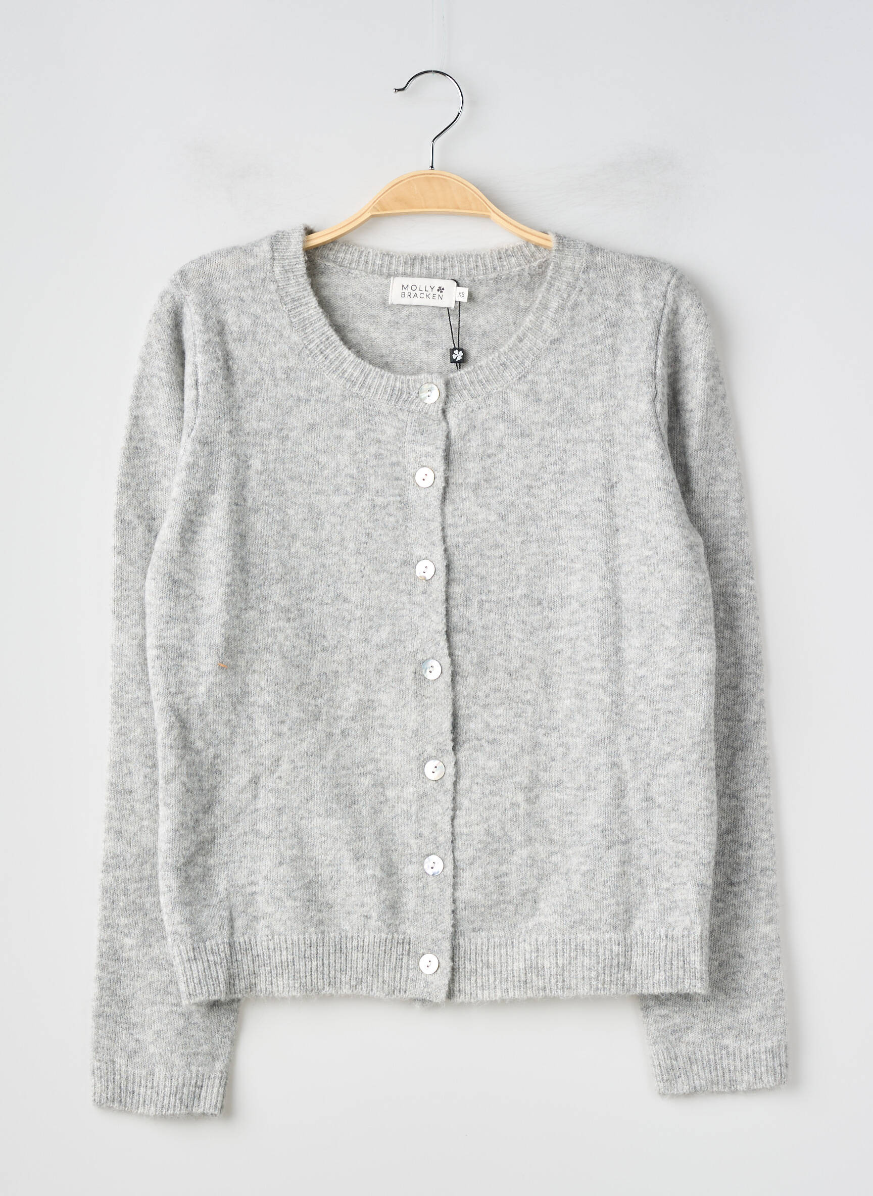 Gilet manches longues col rond gris MOLLY BRACKEN femme