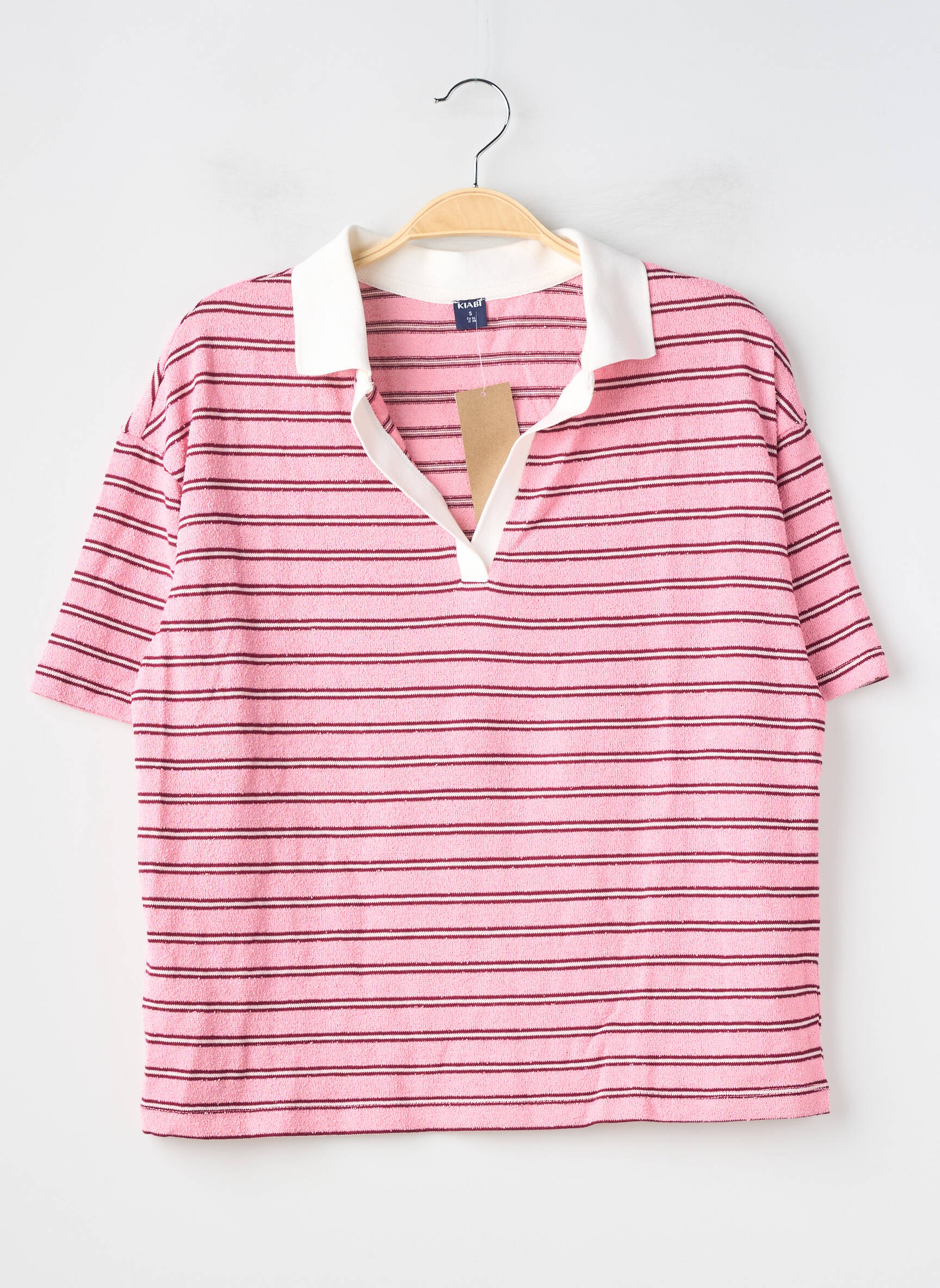 Polo coupe droite manches courtes rose KIABI femme