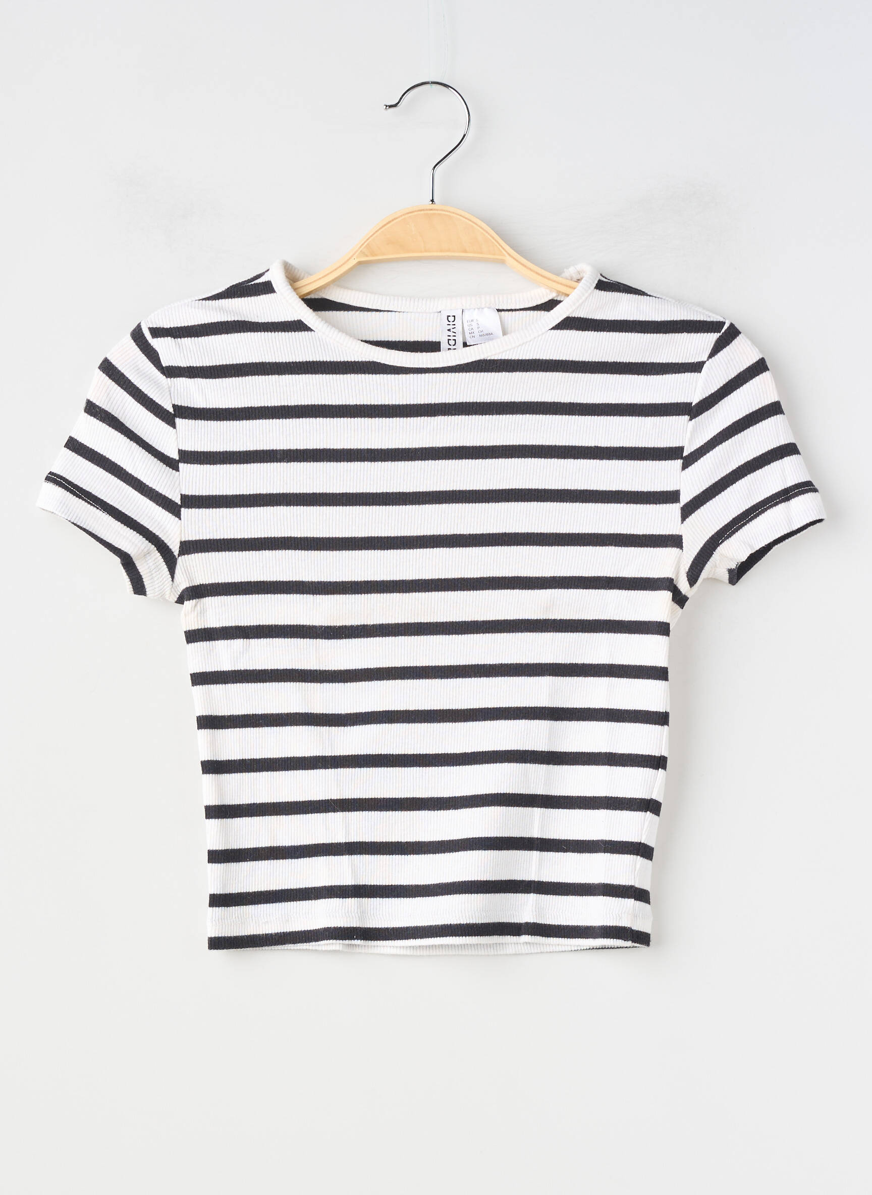 T-shirt stretch manches courtes noir DIVIDED H&M femme