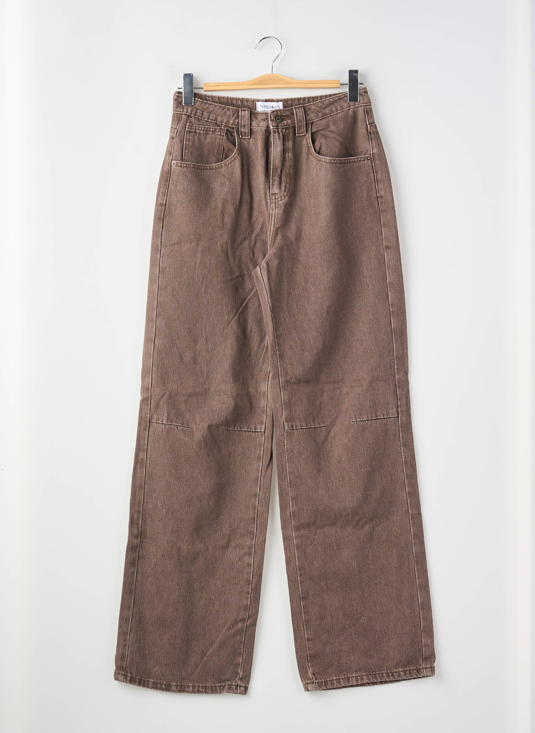 Jeans coupe large stretch taille haute marron PEPPERMAYO femme