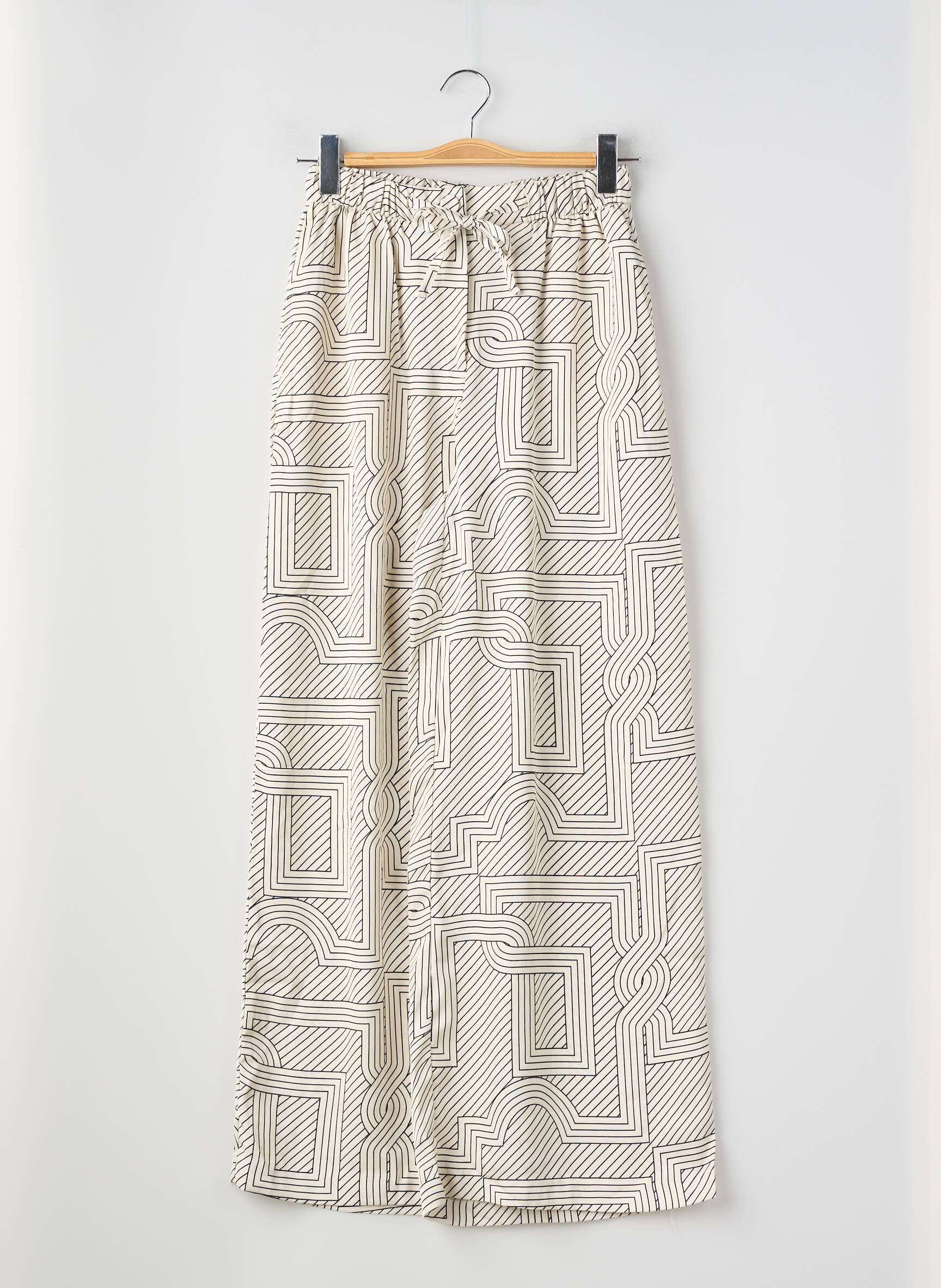 Pantalon large fermeture zippée sous rabat boutonné taille normale beige H&M femme