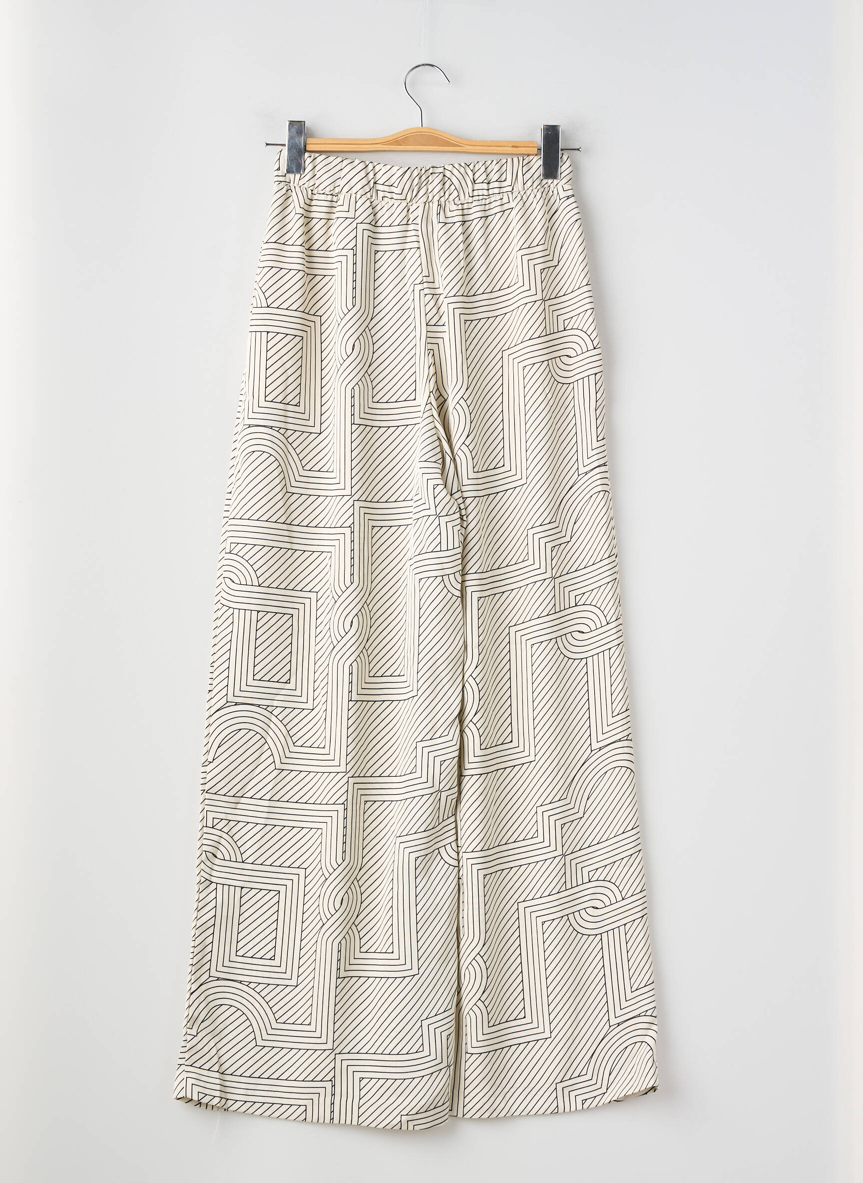 Pantalon large fermeture zippée sous rabat boutonné taille normale beige H&M femme
