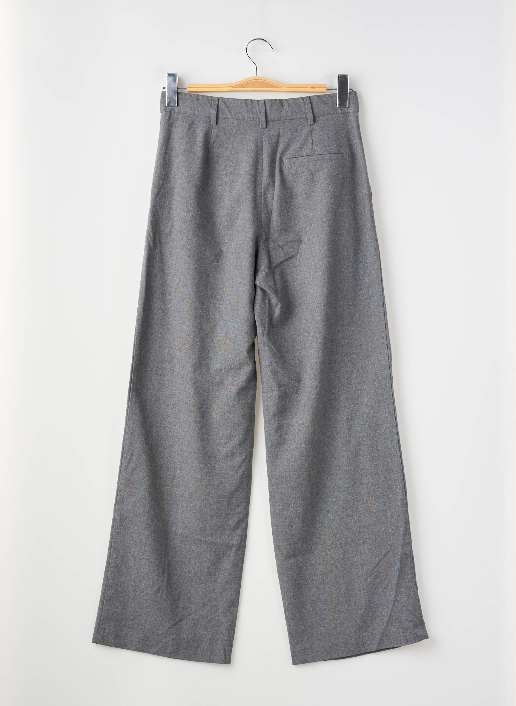 Pantalon large taille à pinces taille haute gris BERSHKA femme