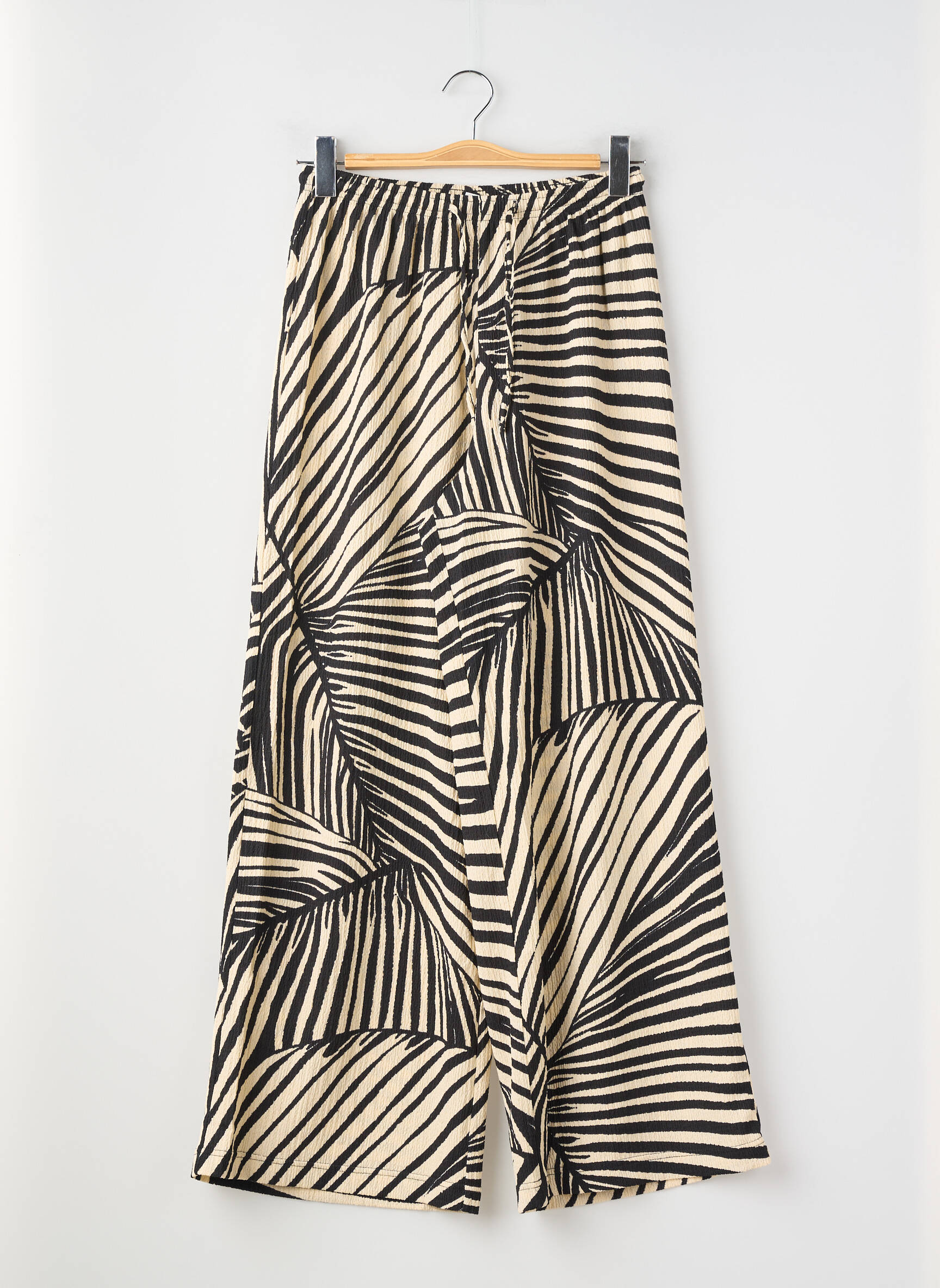 Pantalon large tissage crêpe taille normale beige H&M femme