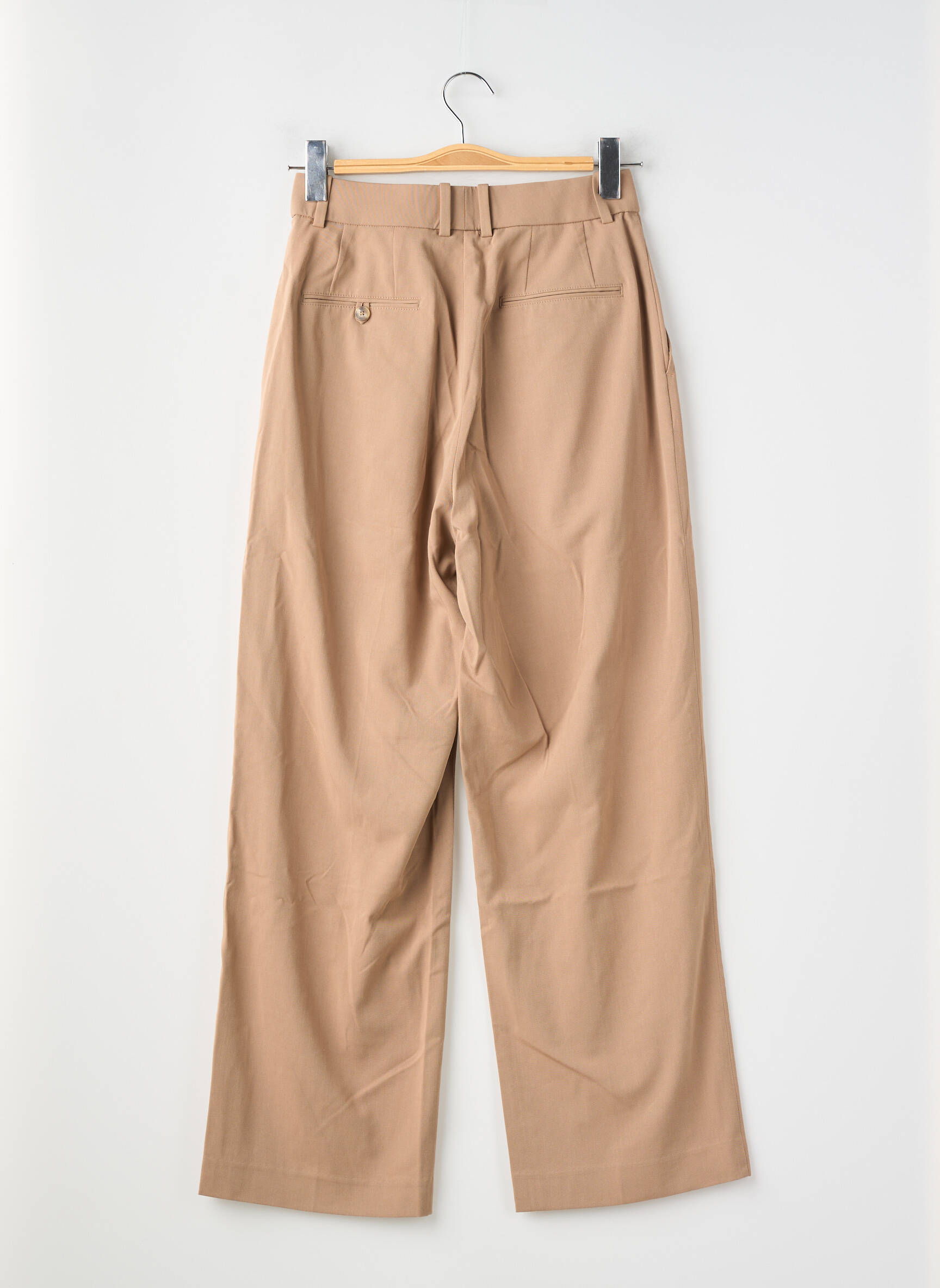 Pantalon large tissage popeline taille haute marron UNIQLO femme