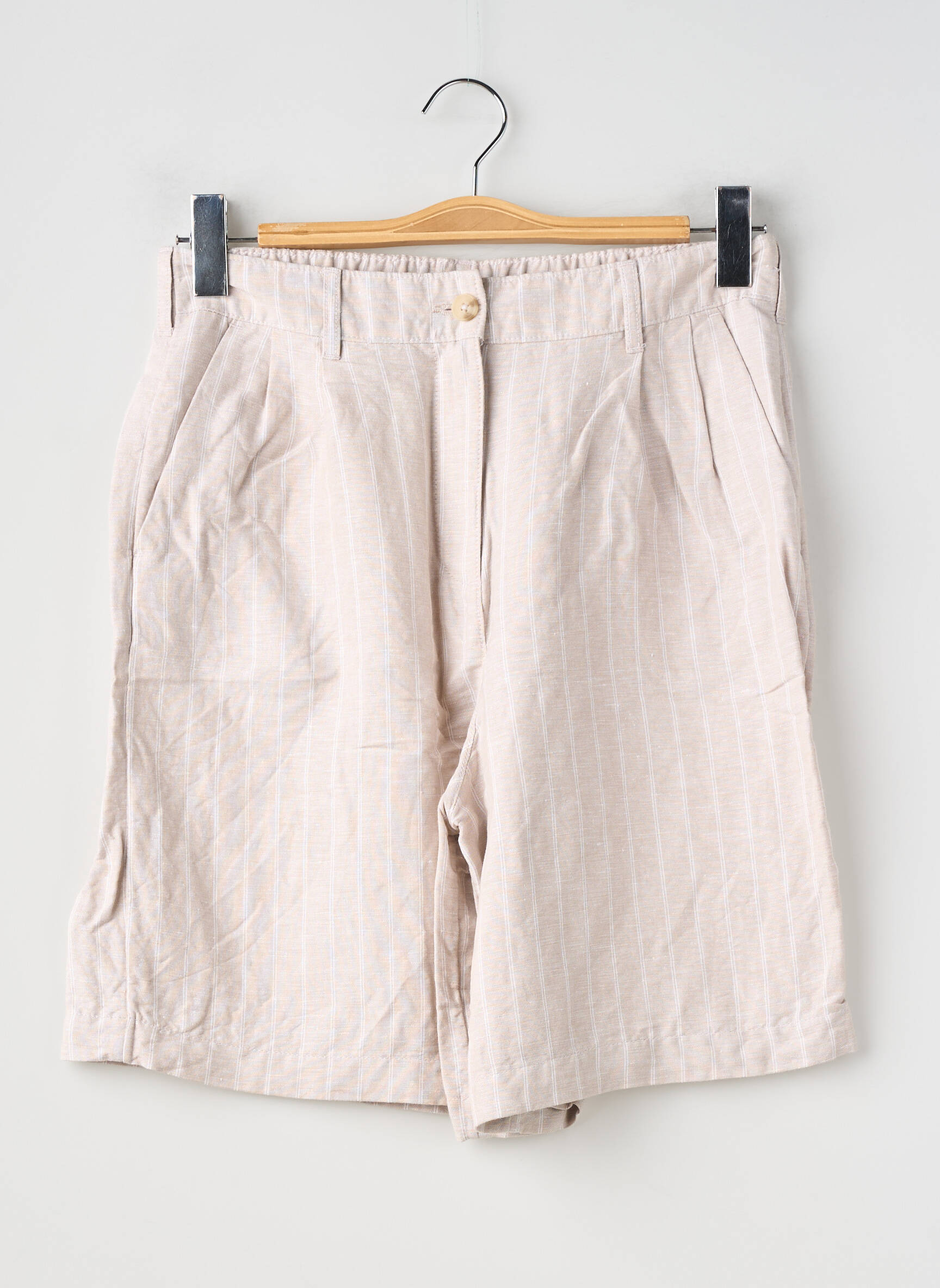Bermuda taille haute taille haute beige BONOBO femme