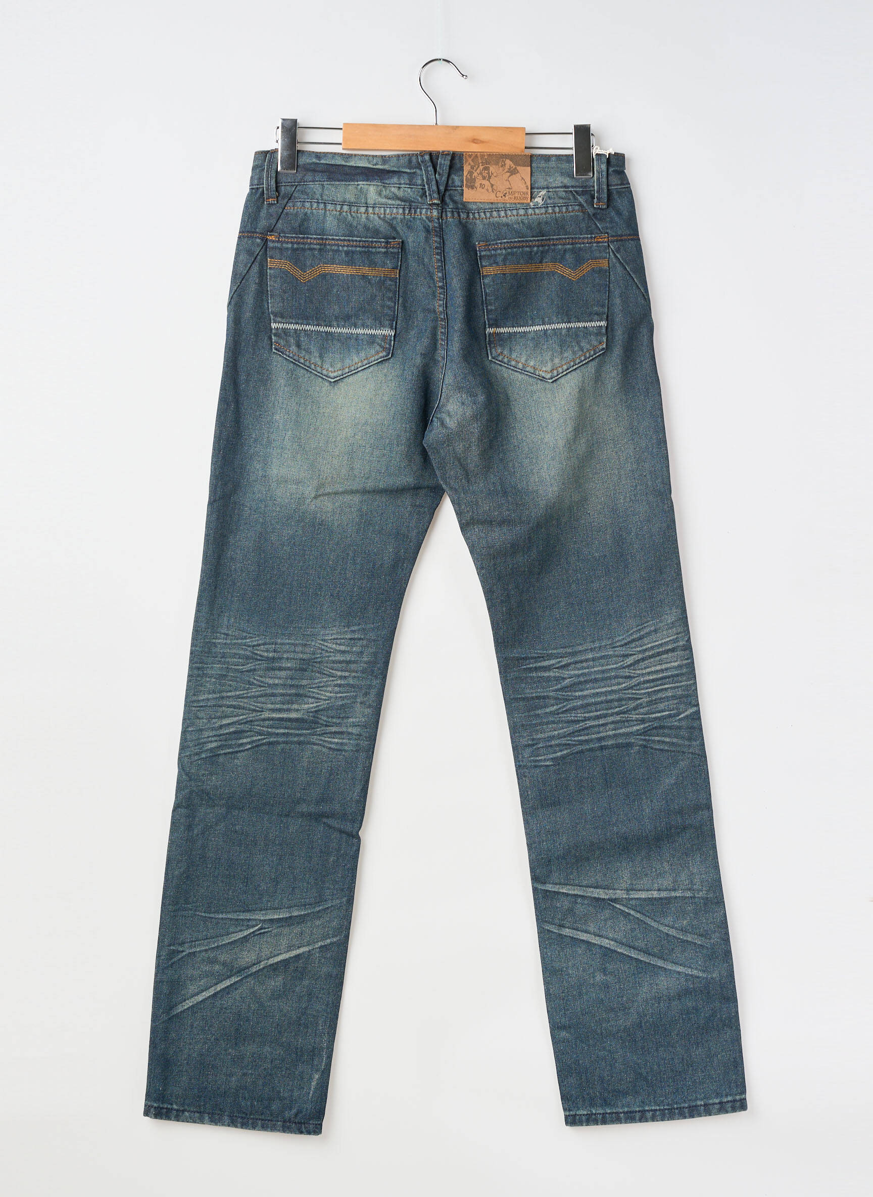 Jeans coupe droite fermeture zippée sous rabat boutonné taille normale bleu COMPTOIR DU RUGBY homme