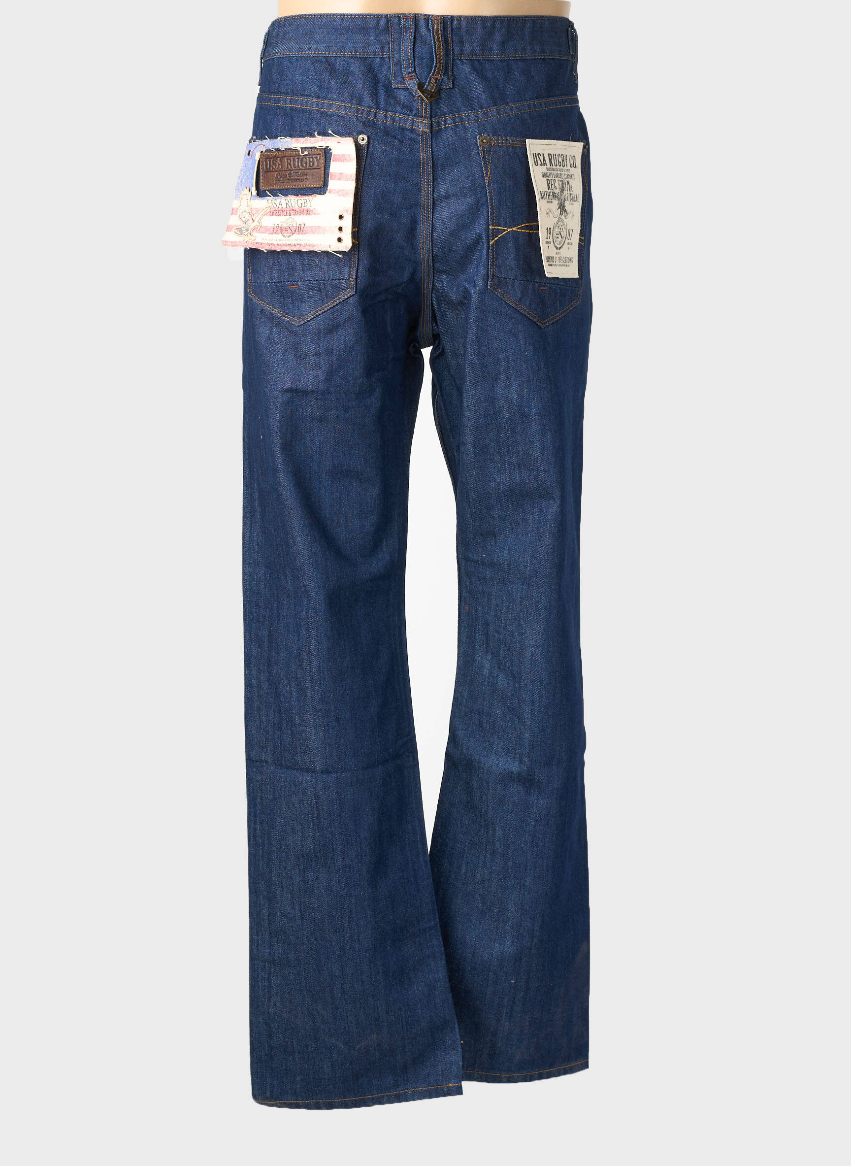 Jeans coupe droite fermeture zippée sous rabat boutonné taille normale bleu USA RUGBY homme
