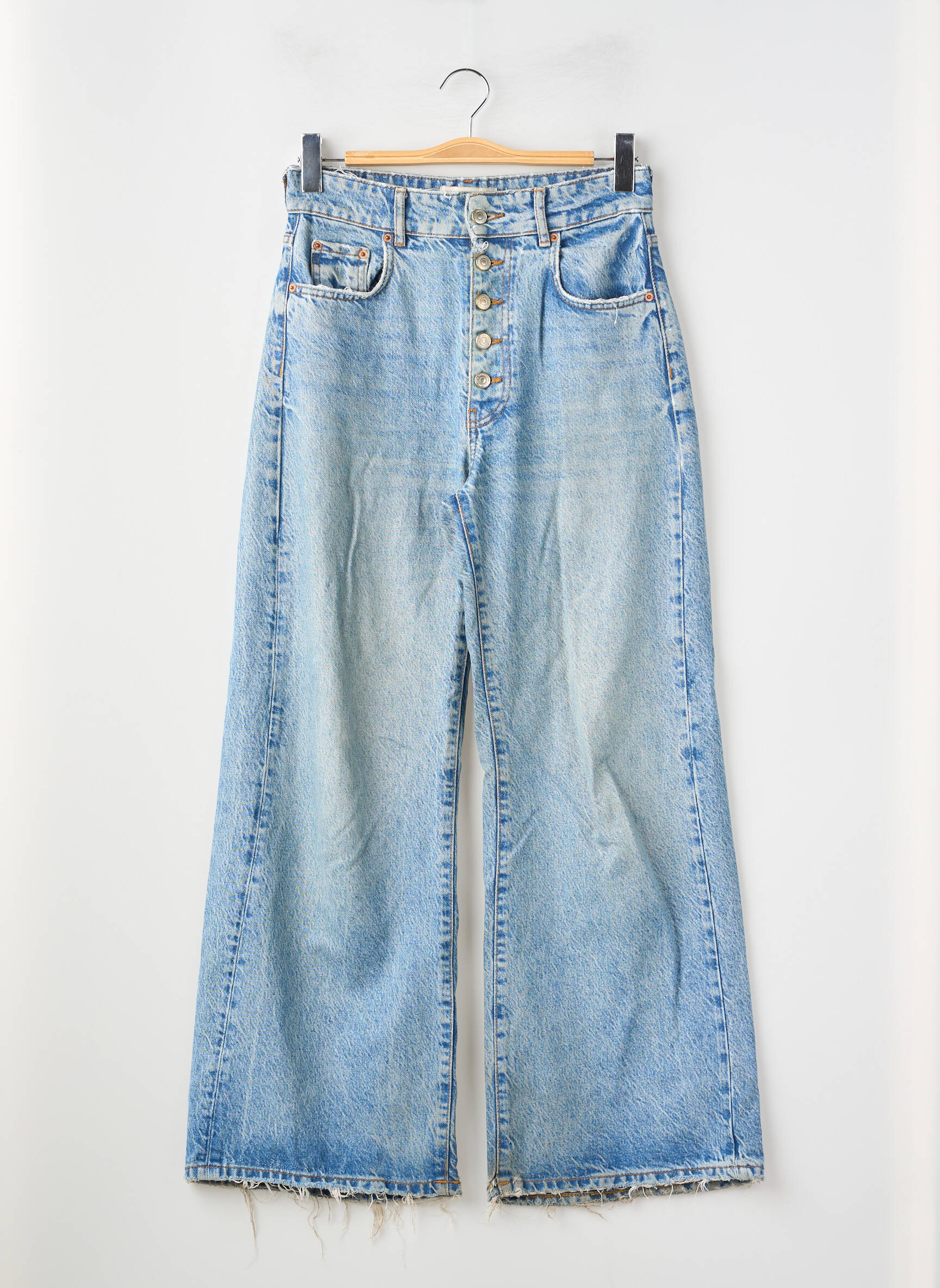 Jean coupe flare stretch taille haute bleu ZARA femme