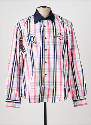 Chemise manches longues imprimé écossais rose QUINZE & TREIZE homme