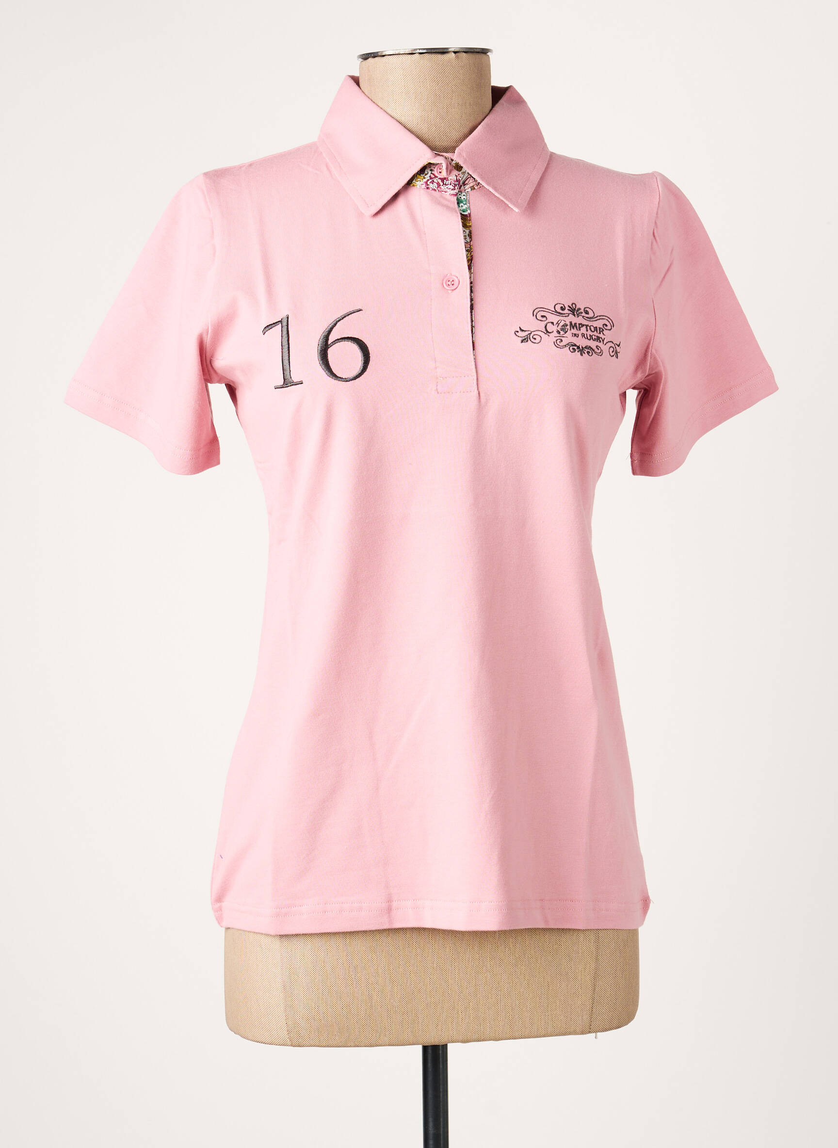 Polo broderie manches courtes rose COMPTOIR DU RUGBY femme