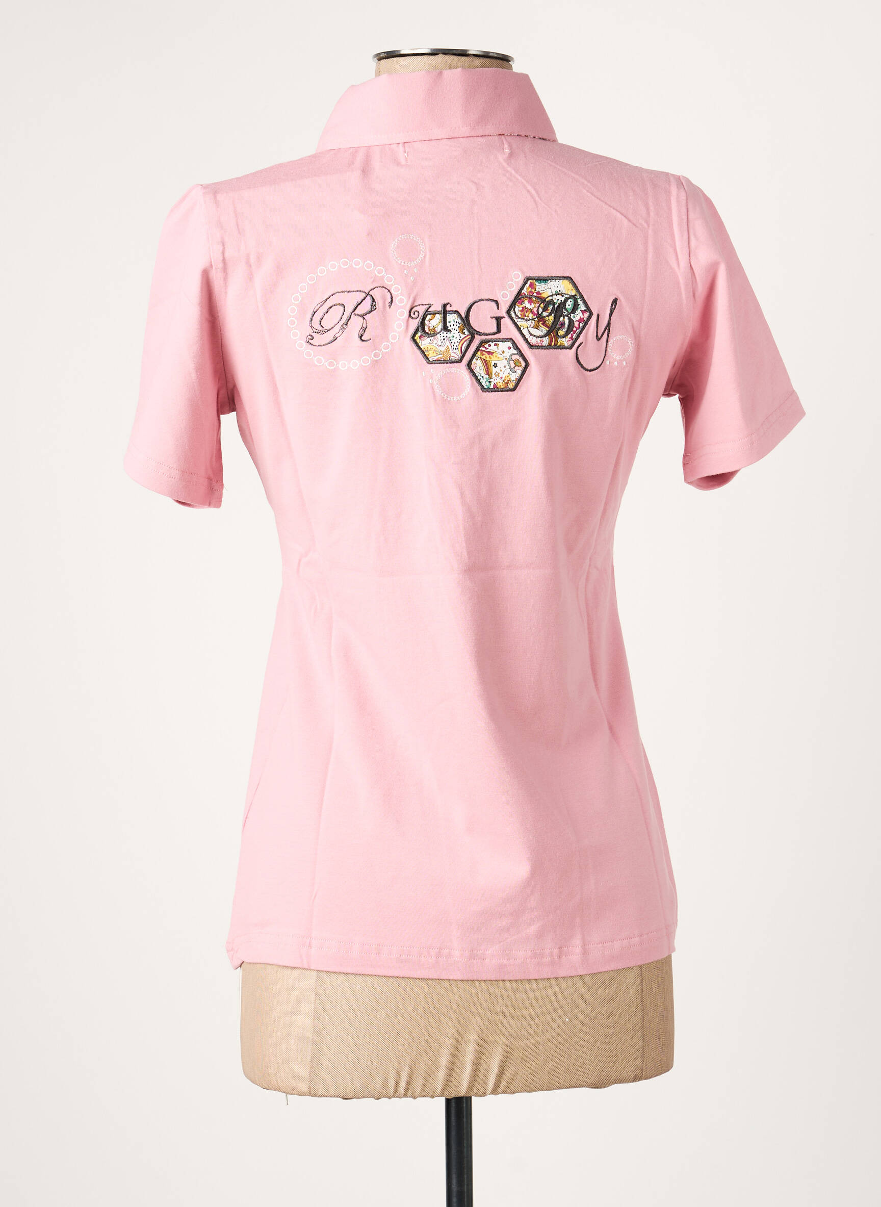 Polo broderie manches courtes rose COMPTOIR DU RUGBY femme