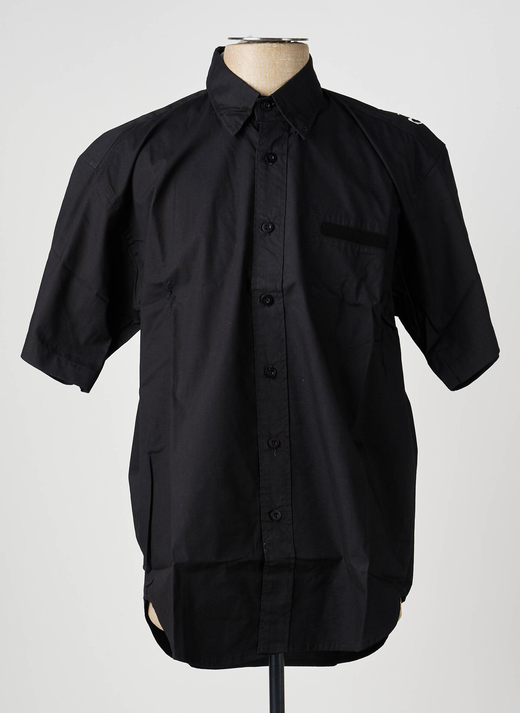 Chemise manches courtes coupe droite noir QUINZE & TREIZE homme