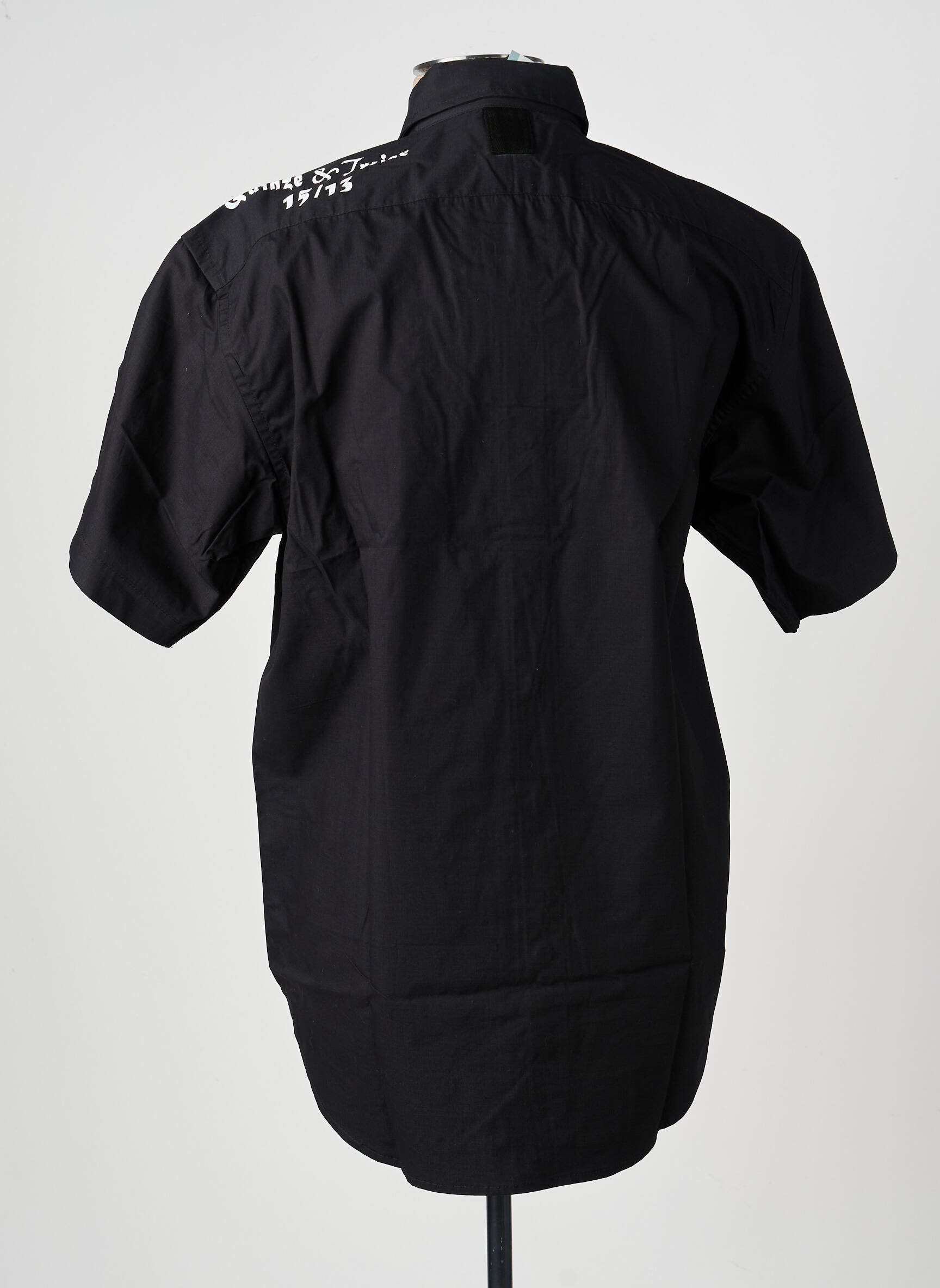 Chemise manches courtes coupe droite noir QUINZE & TREIZE homme