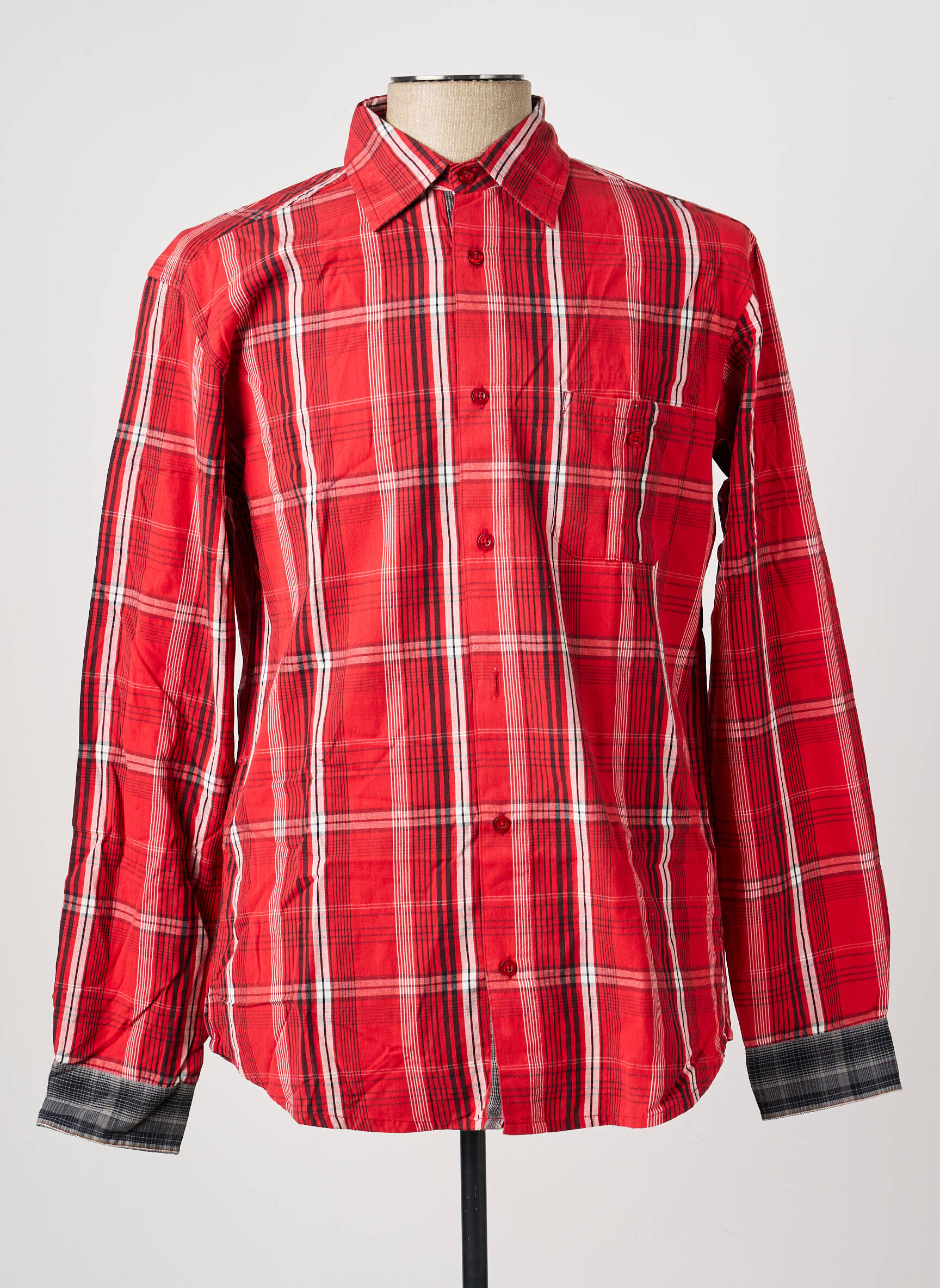 Chemise manches longues poches rouge ERIC TABARLY homme