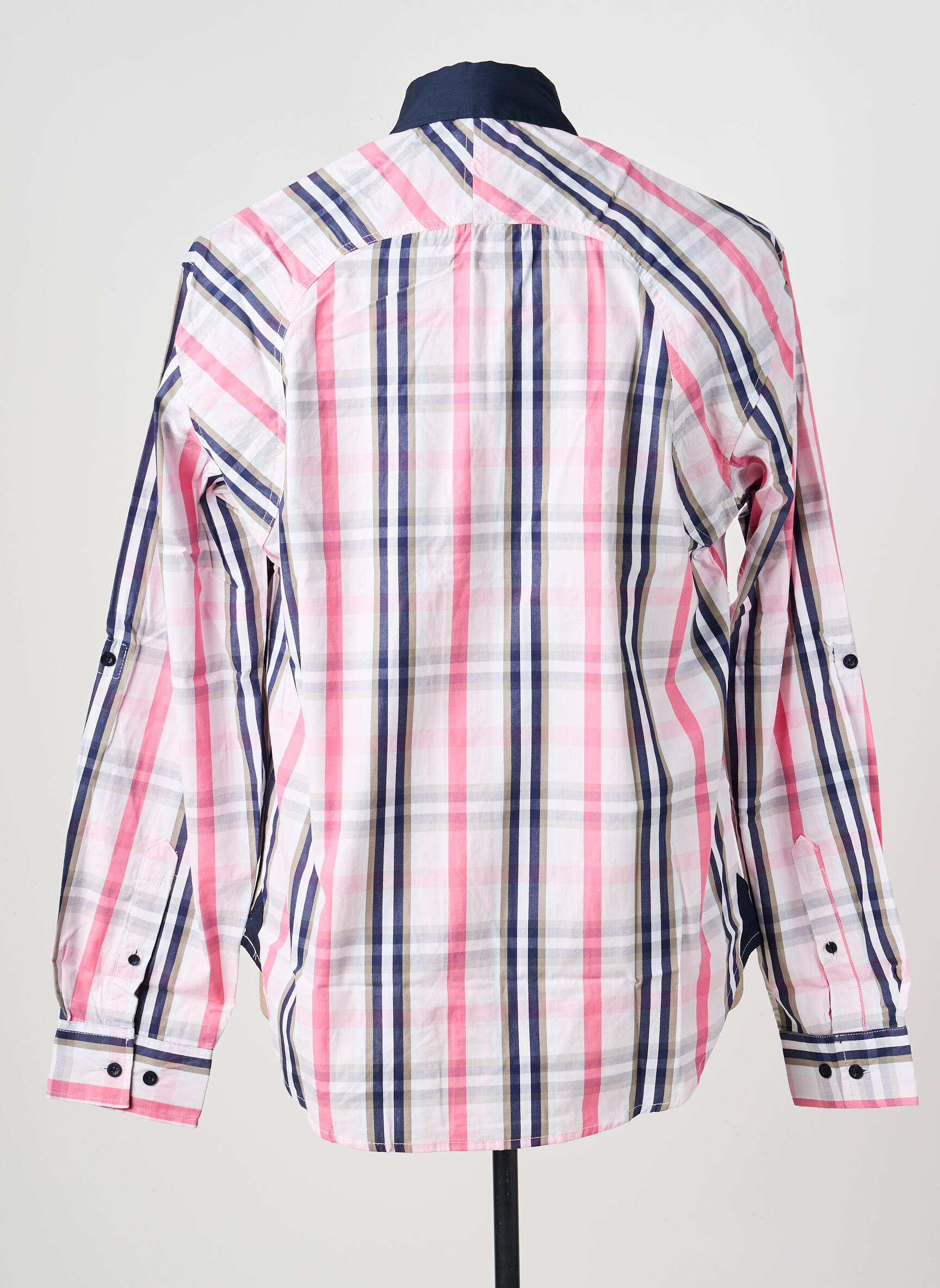Chemise manches longues imprimé écossais rose QUINZE & TREIZE homme