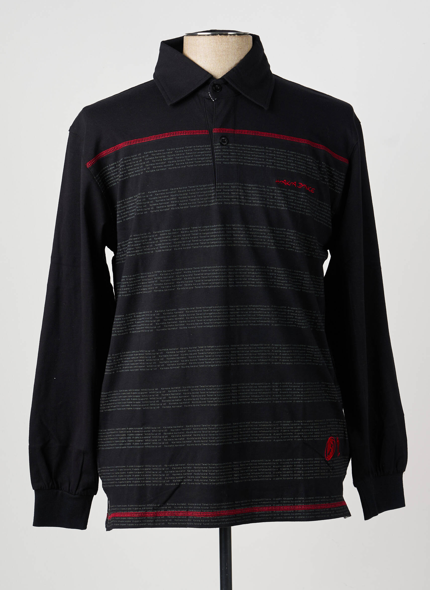 Polo manches longues manches longues noir HAKA DANCE homme