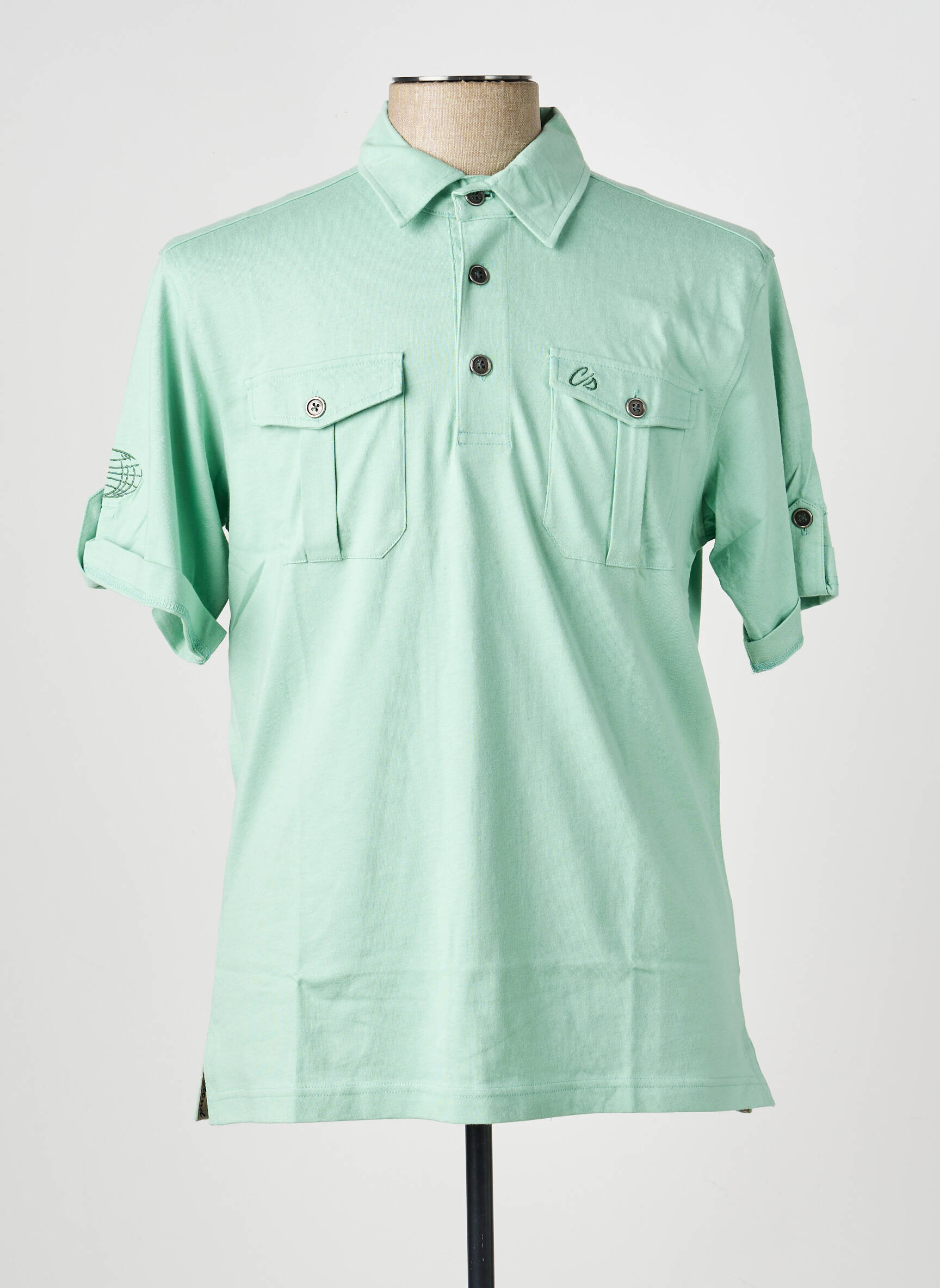 Polo tissage jersey manches courtes vert CLOUD'S homme