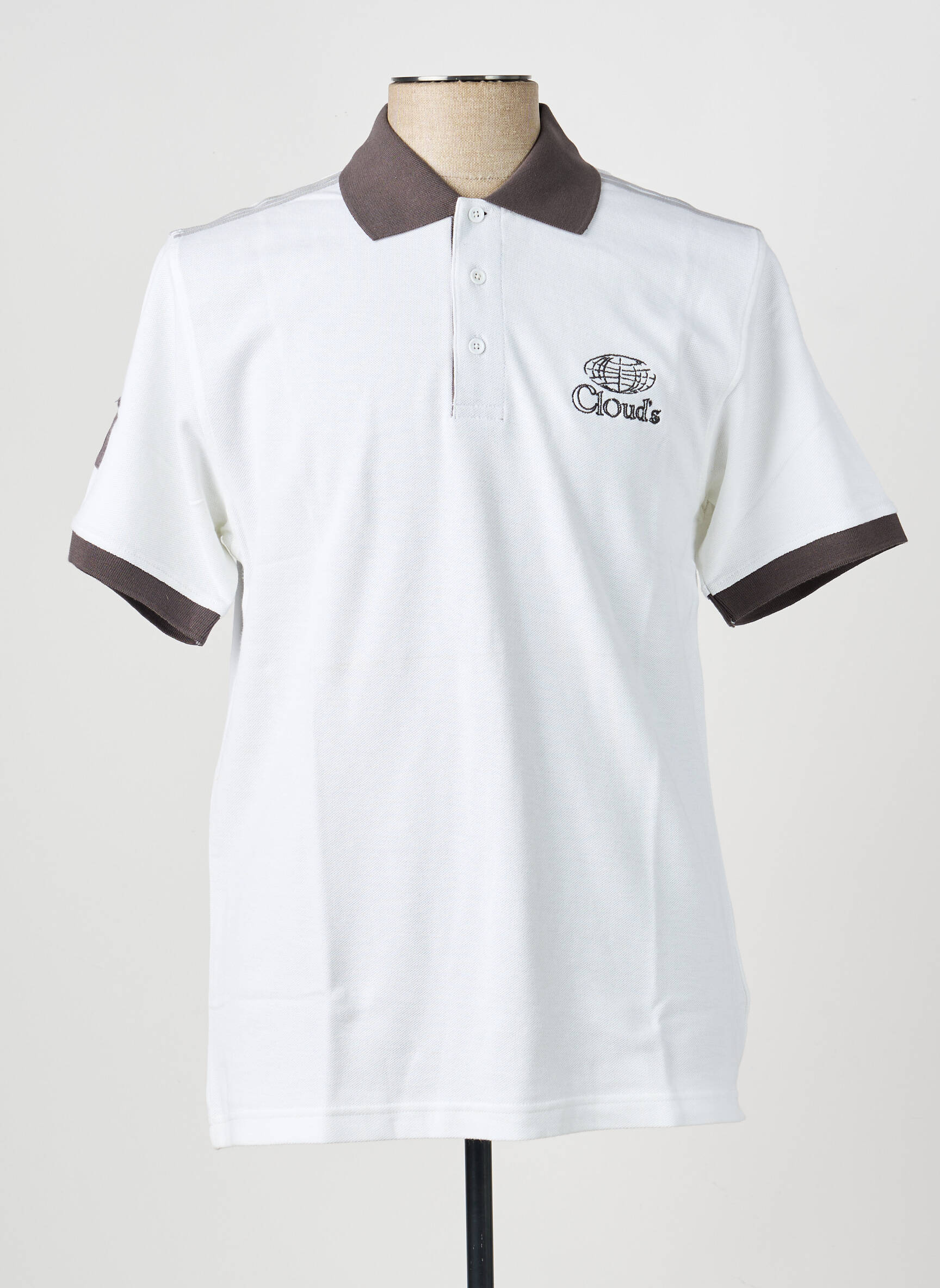 Polo stretch manches courtes blanc CLOUD'S homme