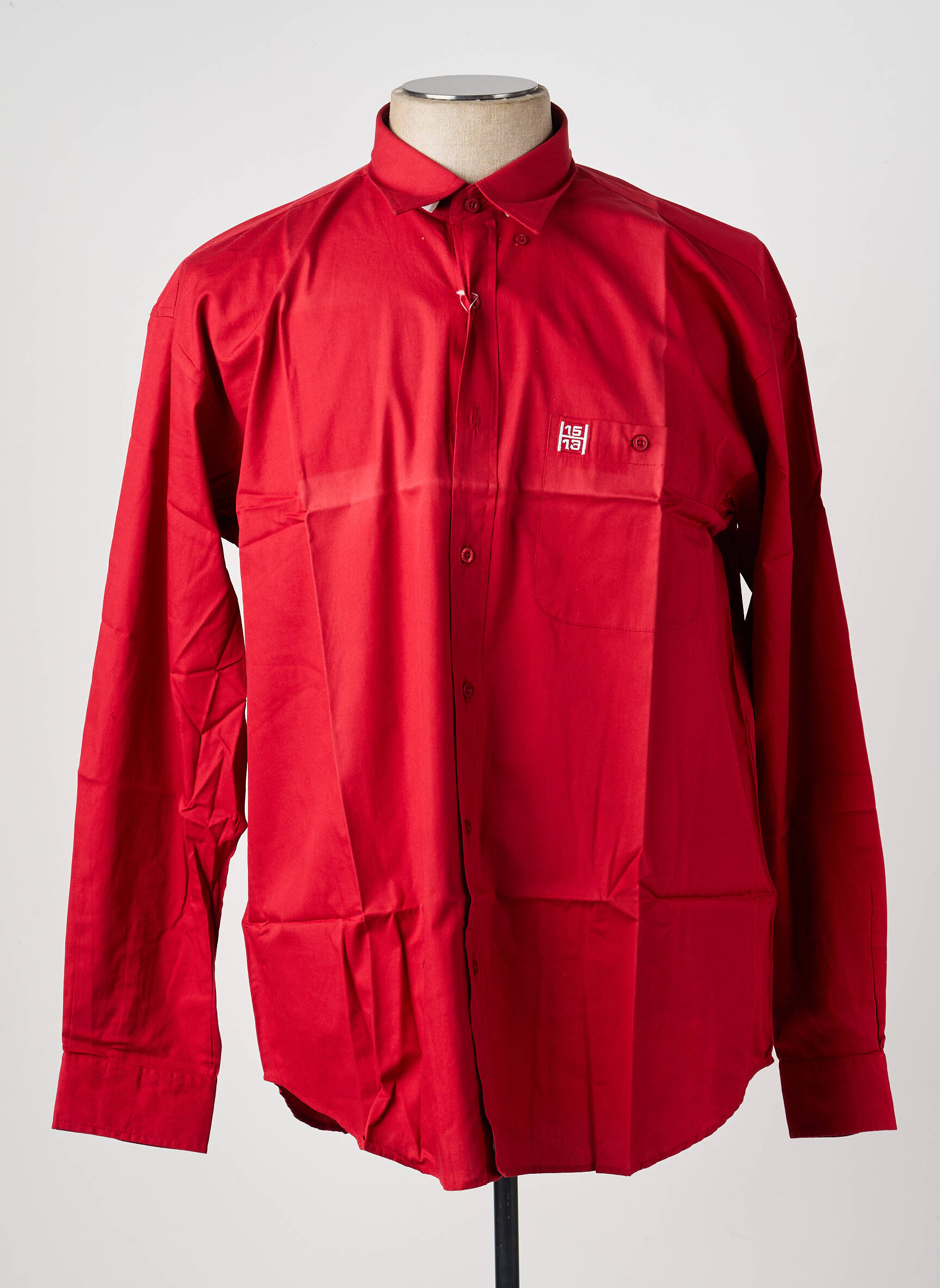 Chemise manches longues poches rouge QUINZE & TREIZE homme