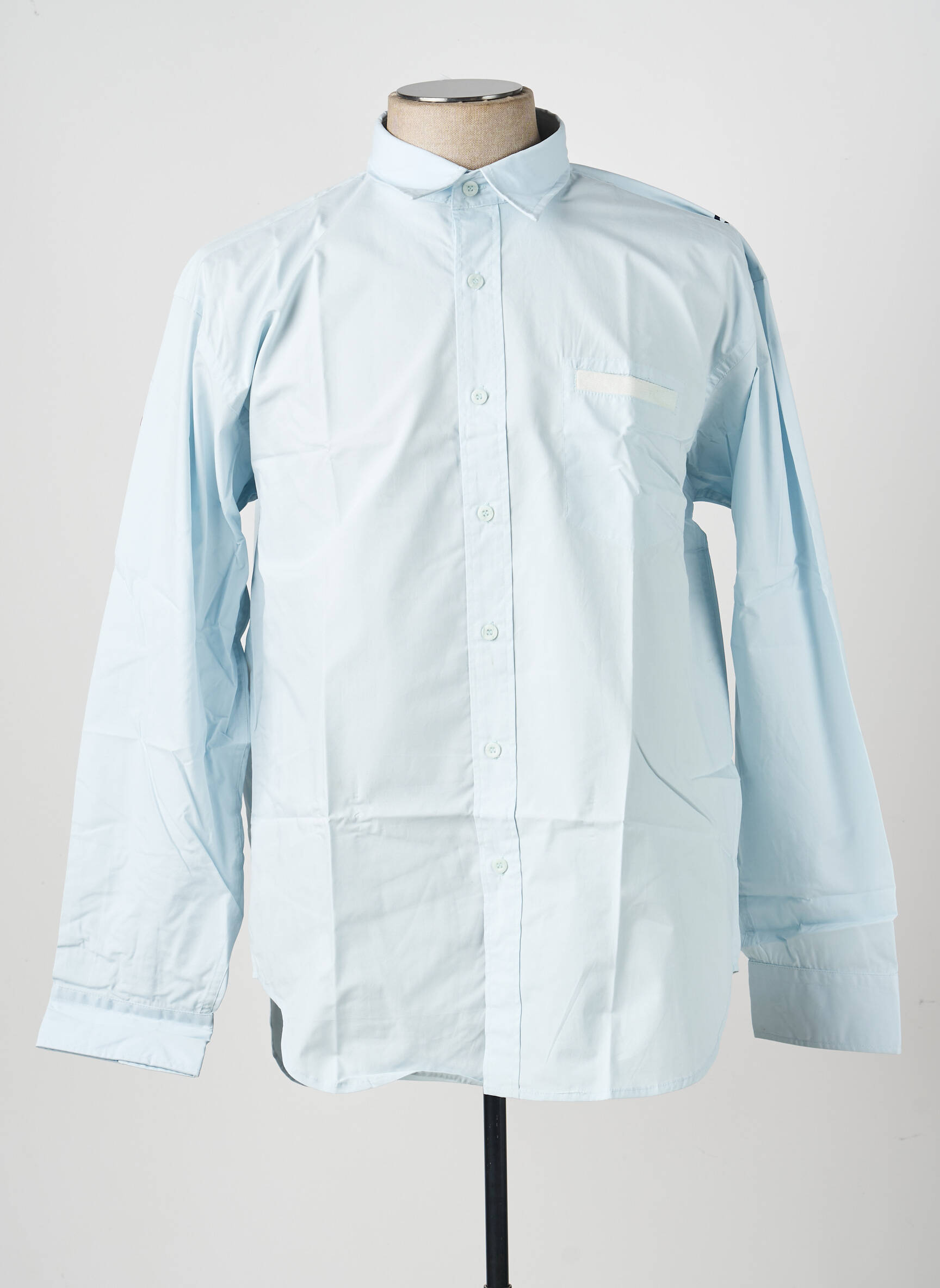 Chemise manches longues poches bleu QUINZE & TREIZE homme