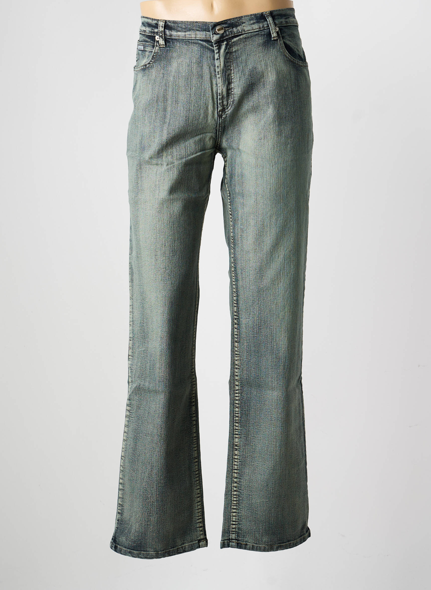 Jeans coupe droite broderie rivets taille normale gris CLOUD'S femme