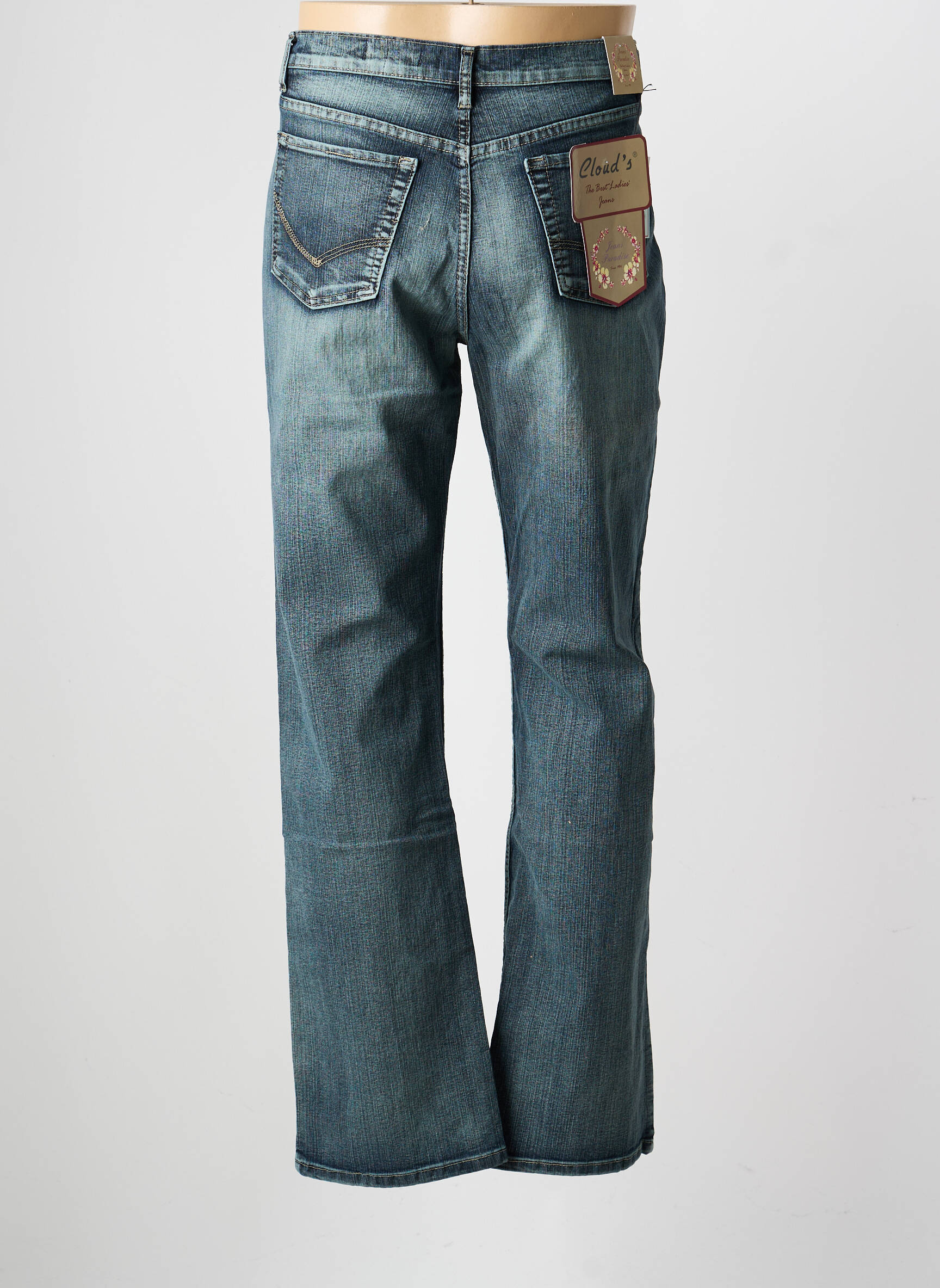 Jeans coupe droite broderie rivets taille normale bleu CLOUD'S femme