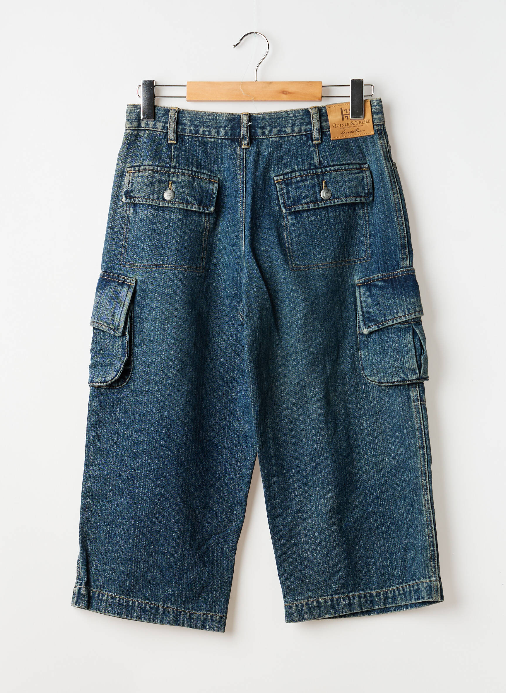 Bermuda coupe droite taille normale bleu QUINZE & TREIZE femme