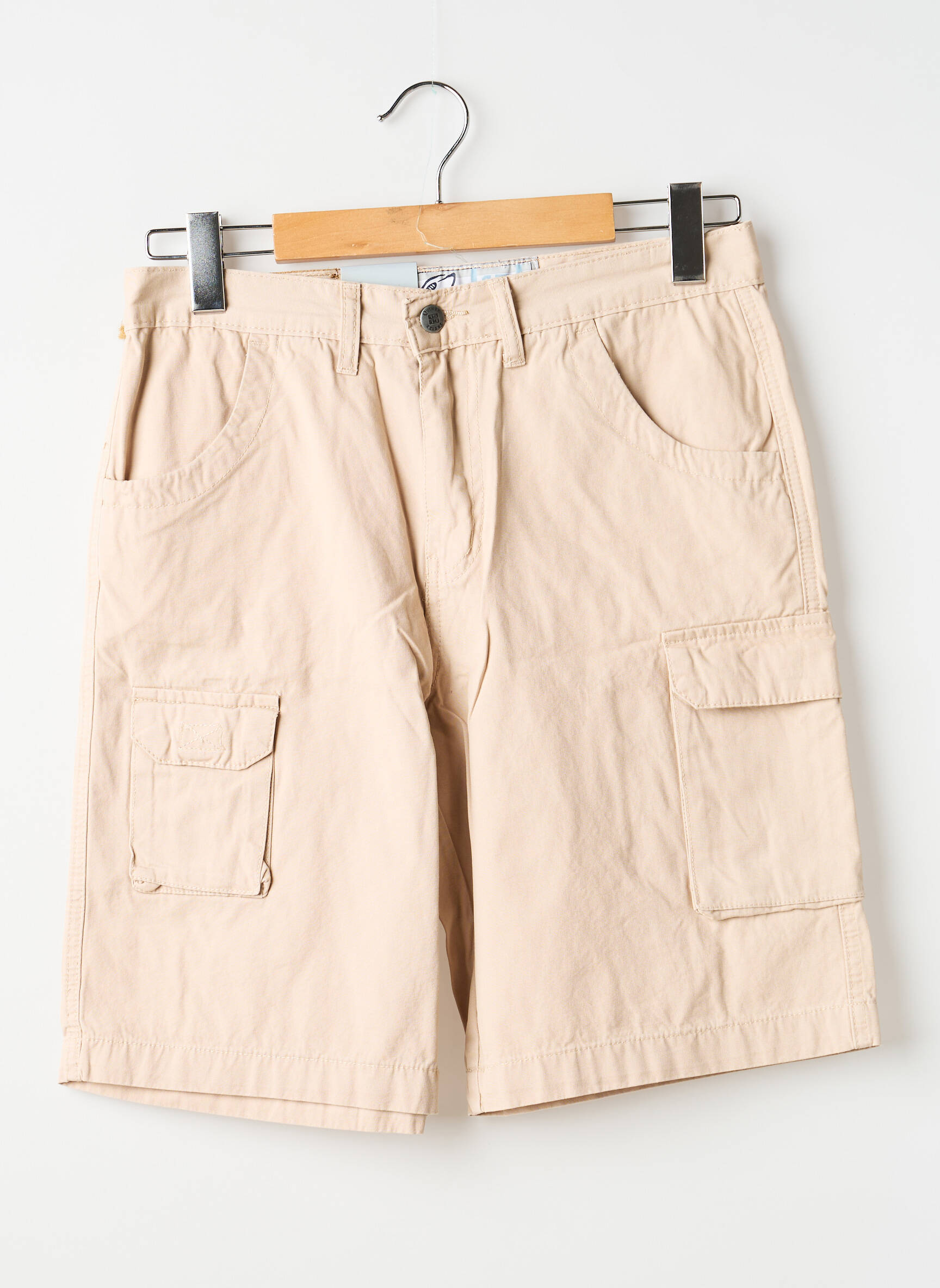 Bermuda tissage popeline taille normale beige QUINZE & TREIZE homme