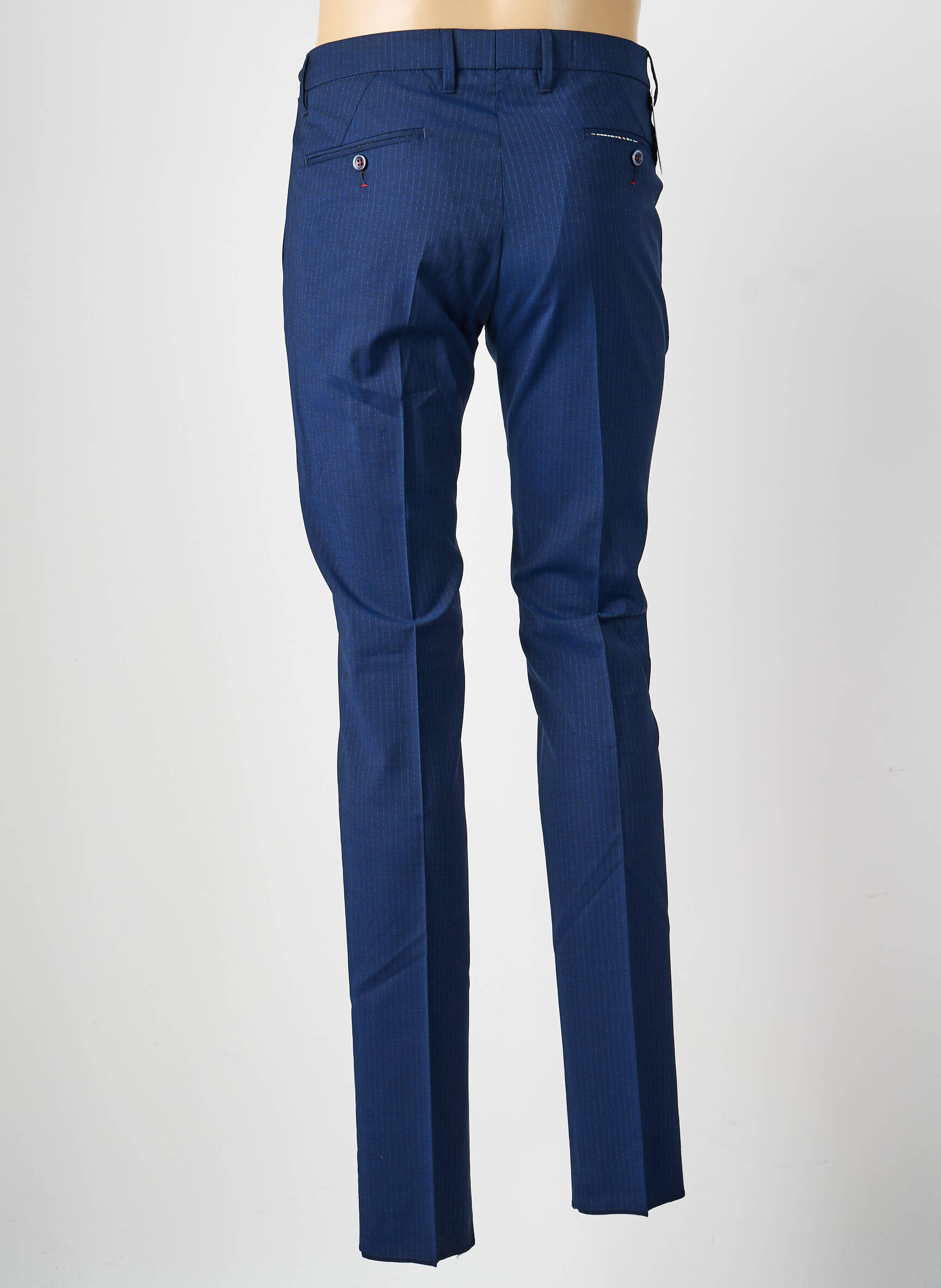 Pantalon slim taille à pinces taille normale bleu BRUNO SAINT HILAIRE homme