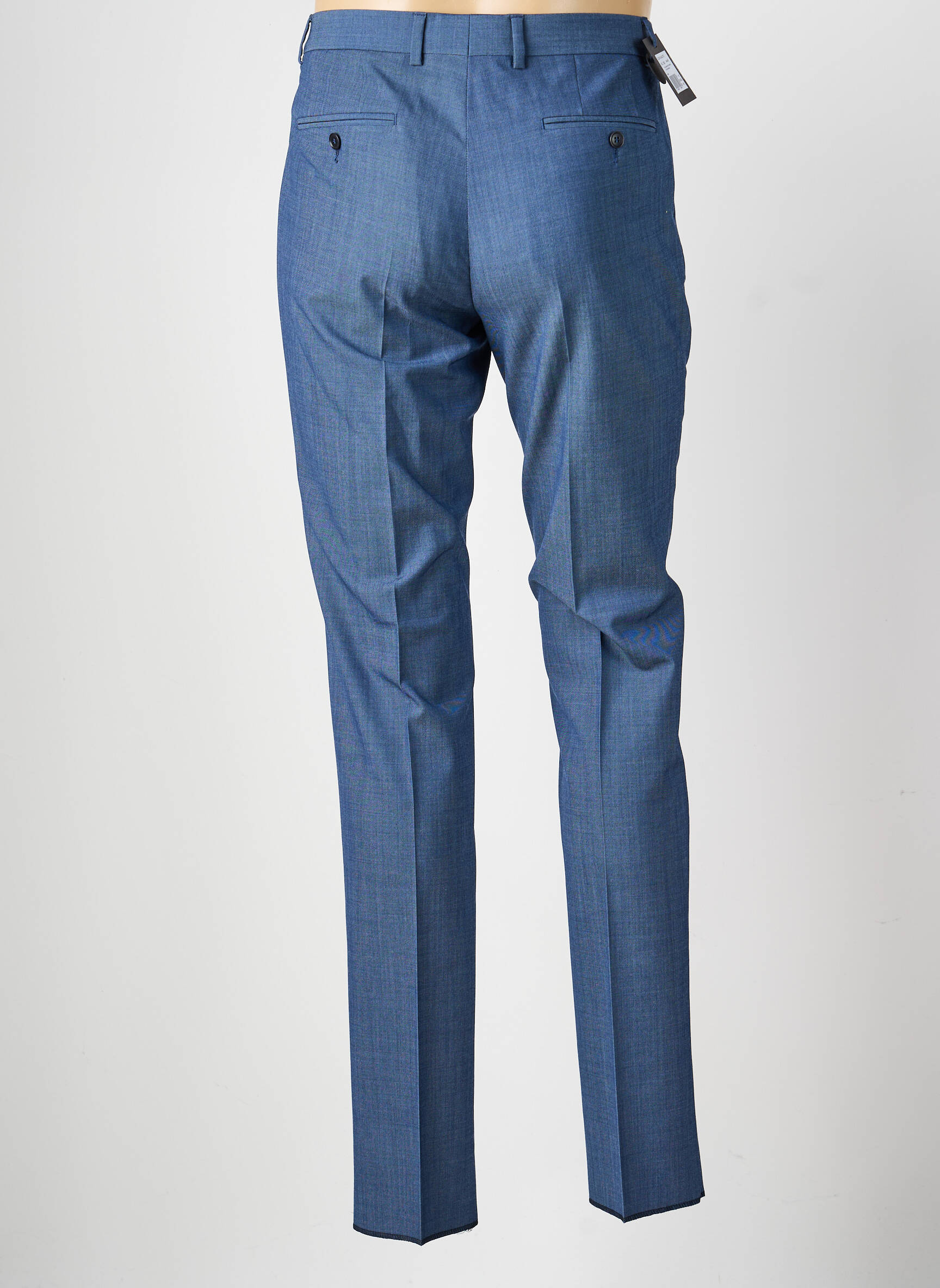 Pantalon slim tissage chiné taille normale bleu BRUNO SAINT HILAIRE homme