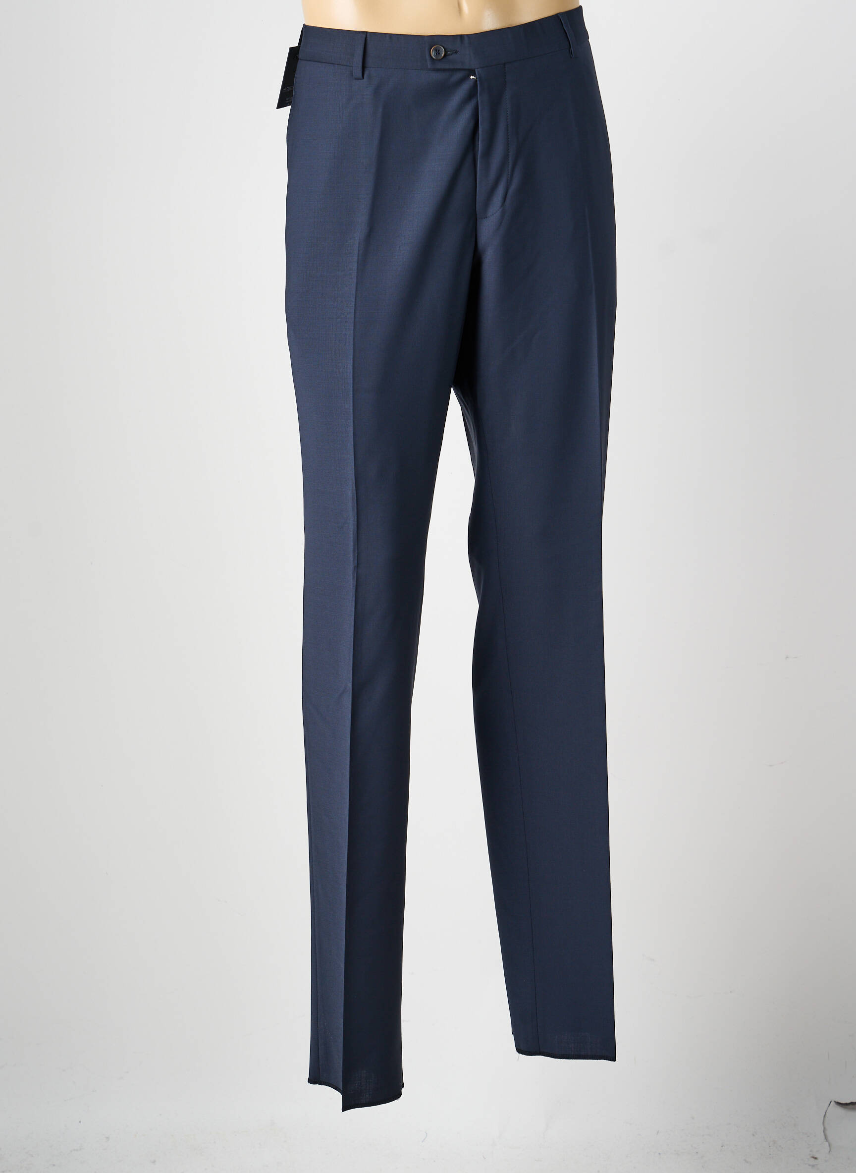 Pantalon slim taille à pinces taille normale bleu BRUNO SAINT HILAIRE homme