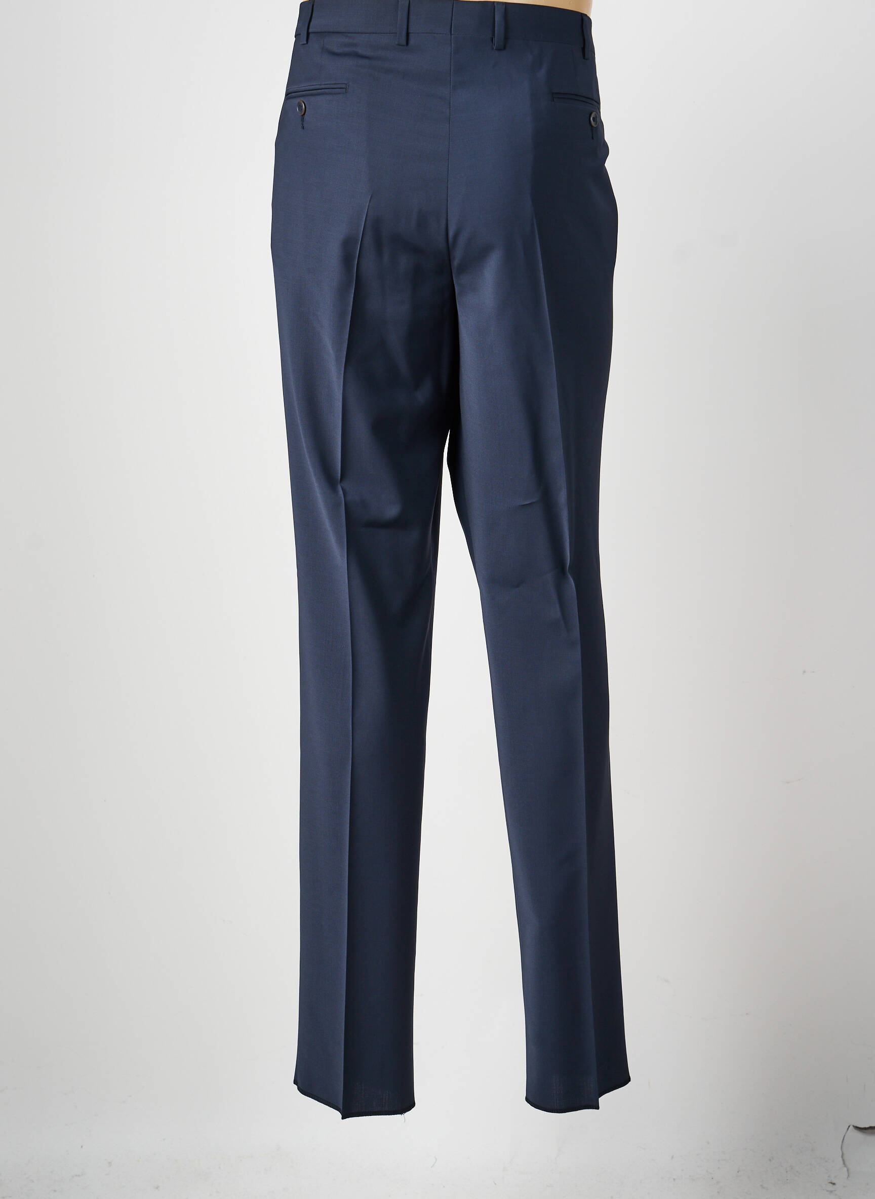 Pantalon slim taille à pinces taille normale bleu BRUNO SAINT HILAIRE homme