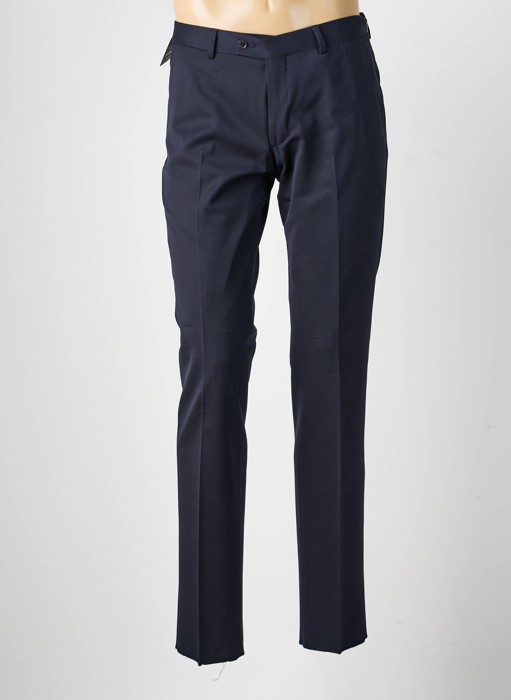 Pantalon slim taille à pinces taille normale bleu BRUNO SAINT HILAIRE homme