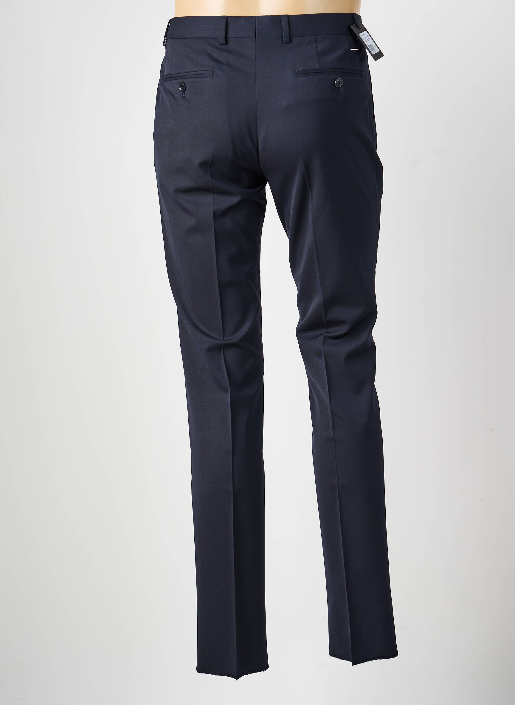 Pantalon slim taille à pinces taille normale bleu BRUNO SAINT HILAIRE homme