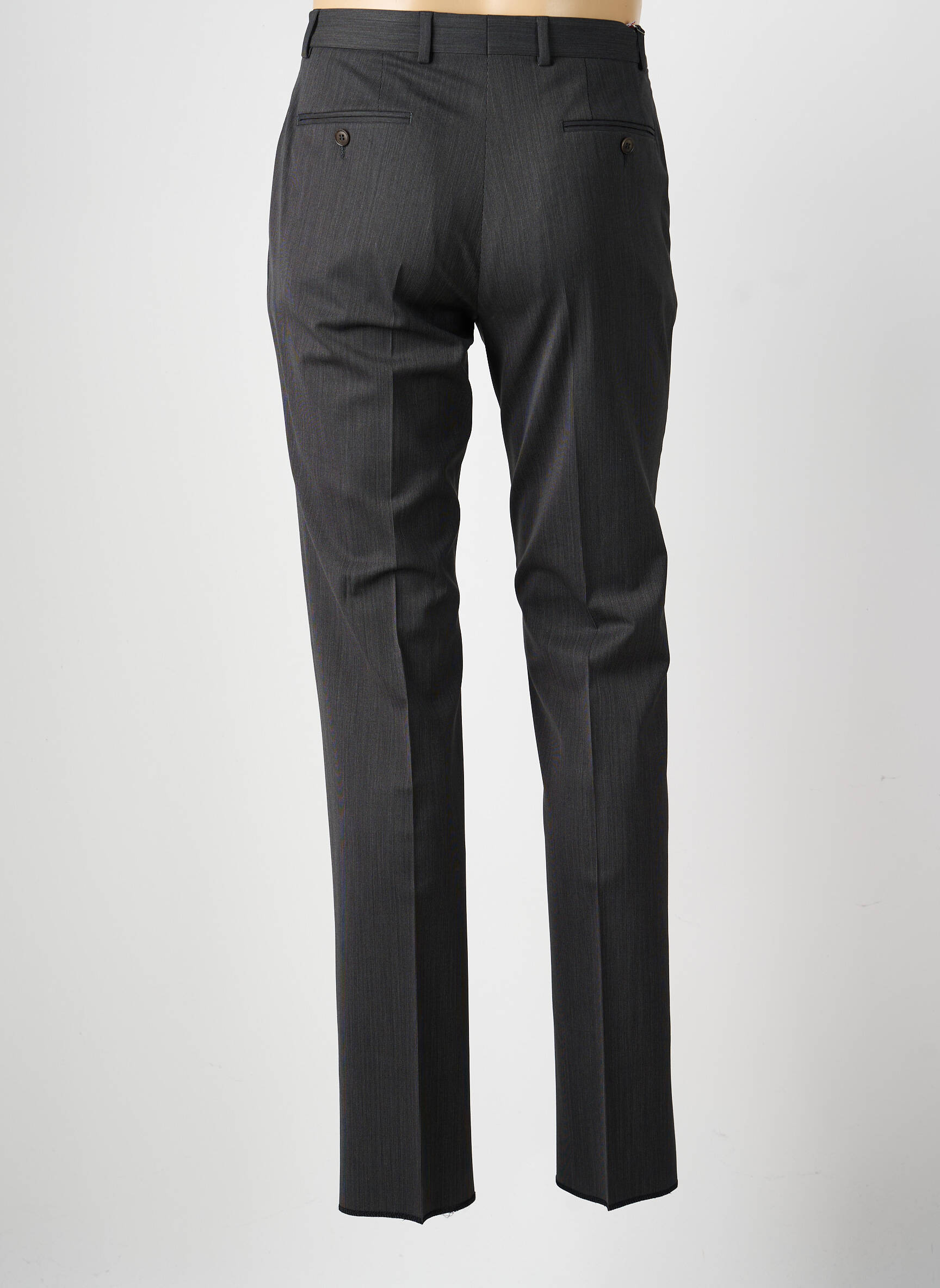Pantalon slim tissage chiné taille normale gris BRUNO SAINT HILAIRE homme