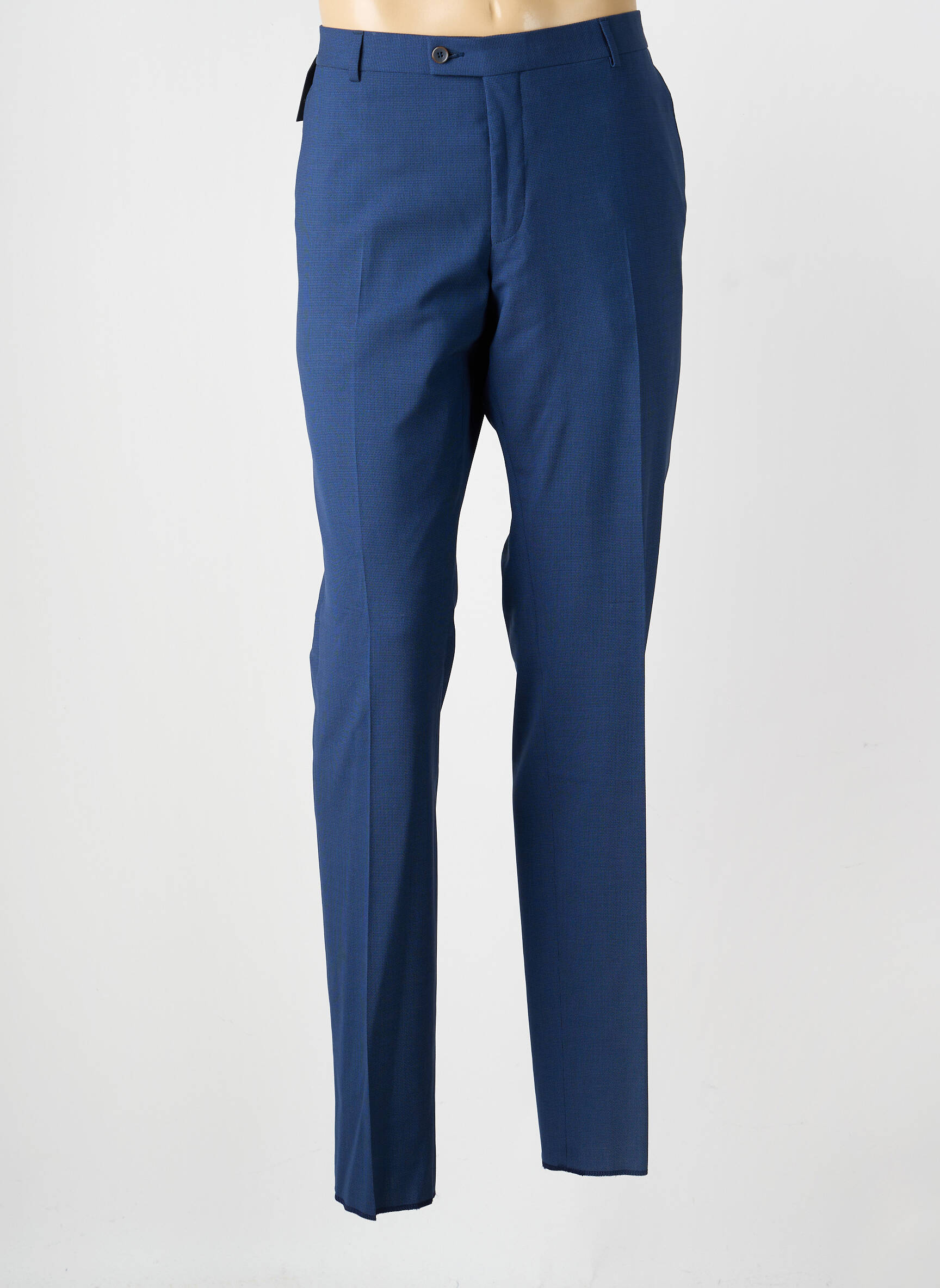 Pantalon slim tissage chiné taille normale bleu BRUNO SAINT HILAIRE homme