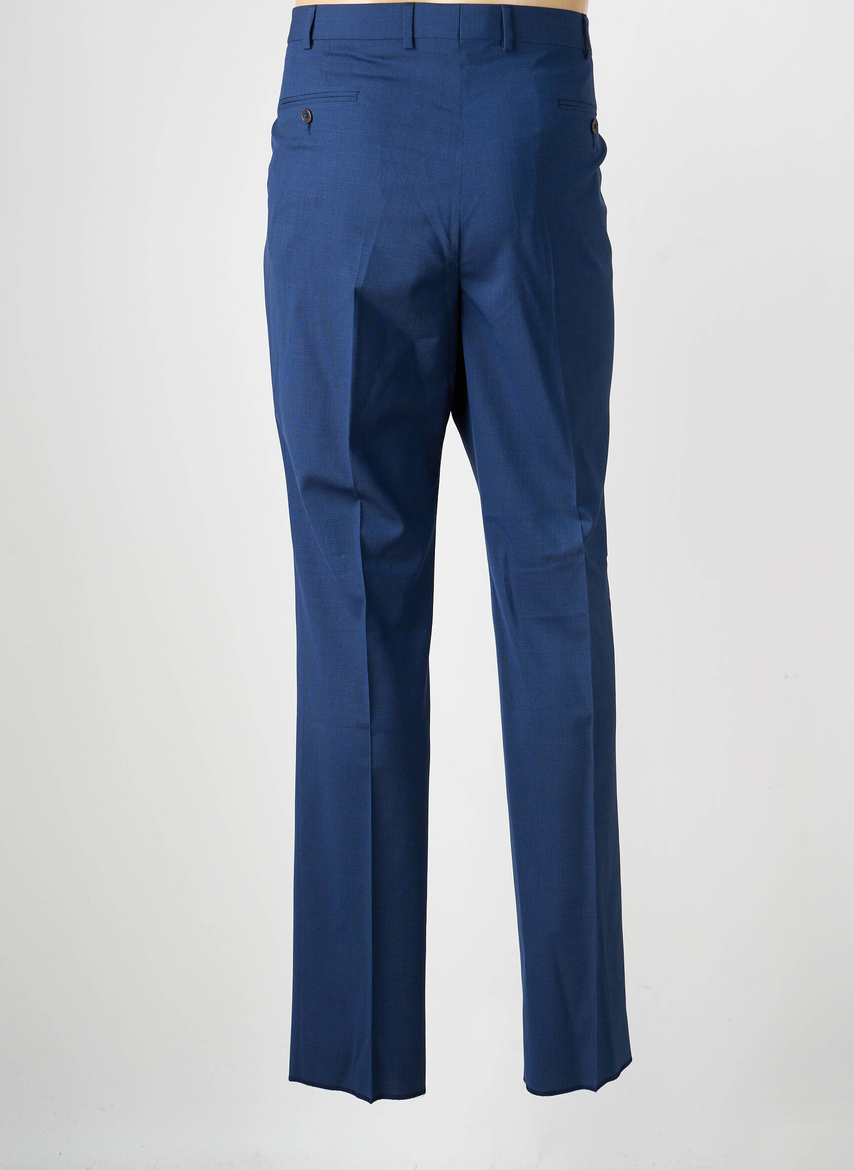 Pantalon slim tissage chiné taille normale bleu BRUNO SAINT HILAIRE homme