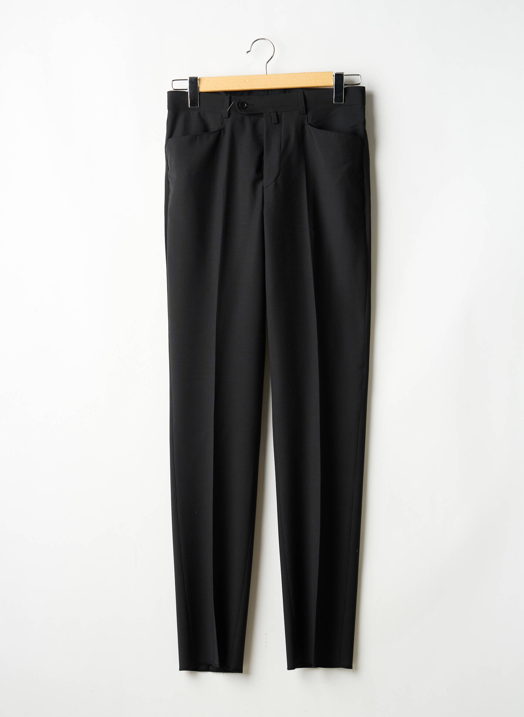 Pantalon slim taille à pinces taille normale noir BRUNO SAINT HILAIRE homme