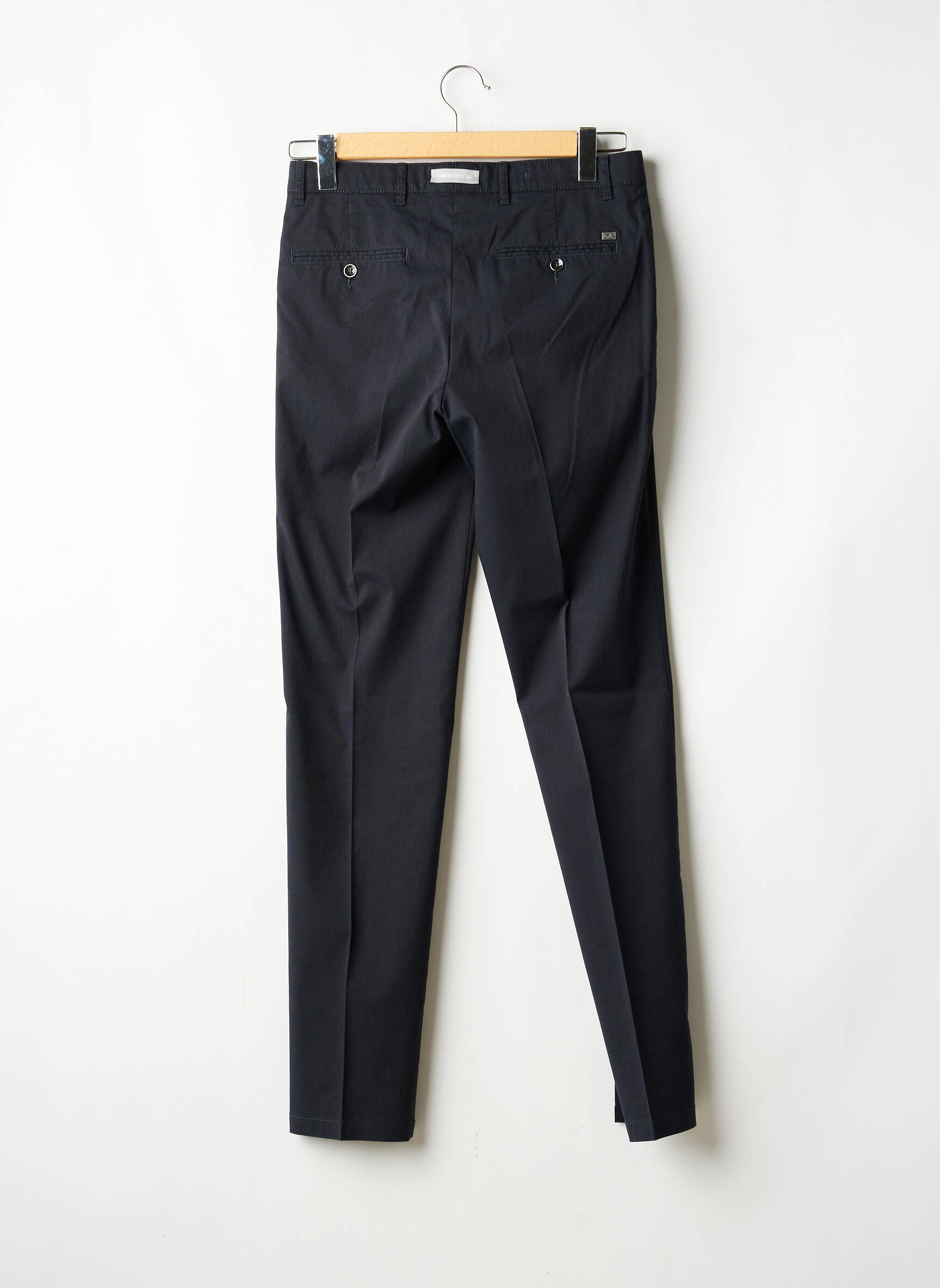 Pantalon slim tissage popeline taille haute bleu BRUNO SAINT HILAIRE homme