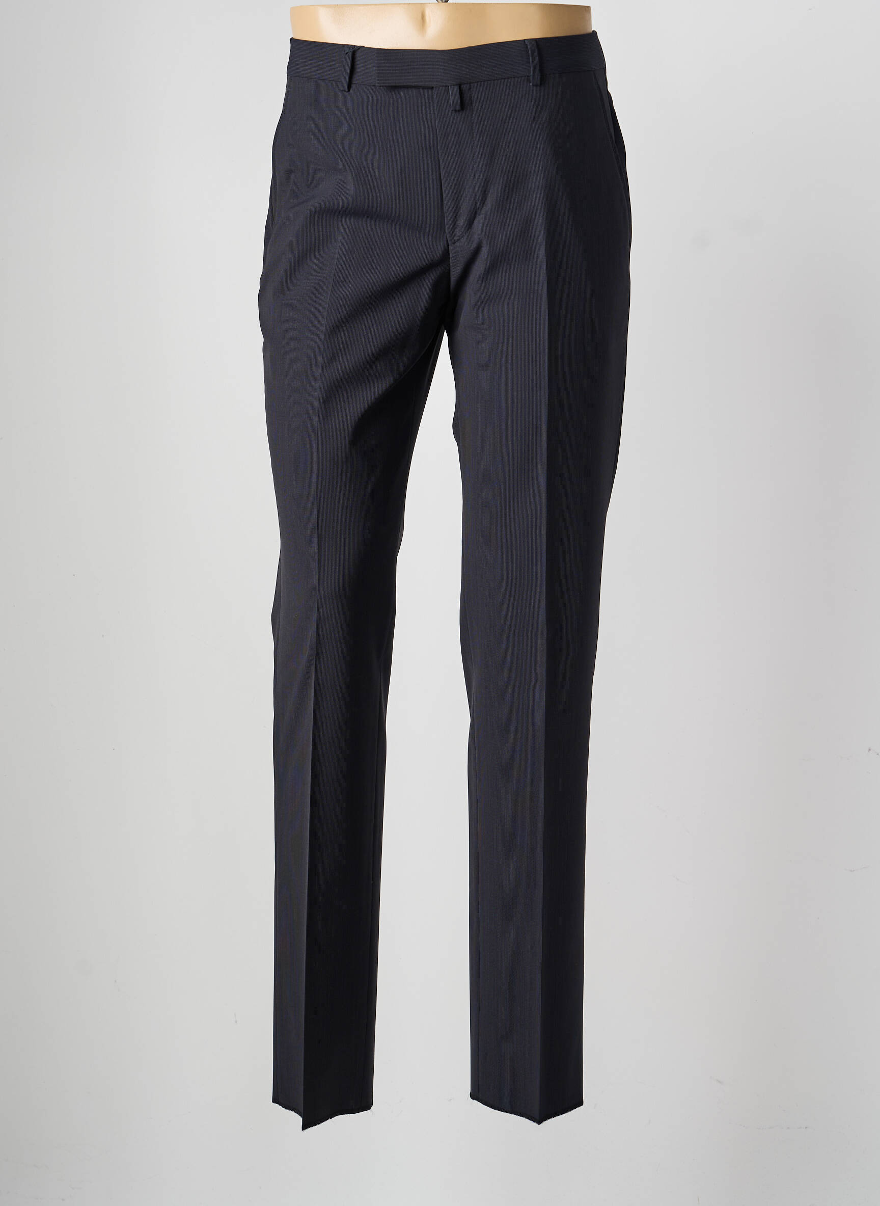 Pantalon droit fermeture zippée sous rabat avec crochet taille normale bleu SAINT HILAIRE homme