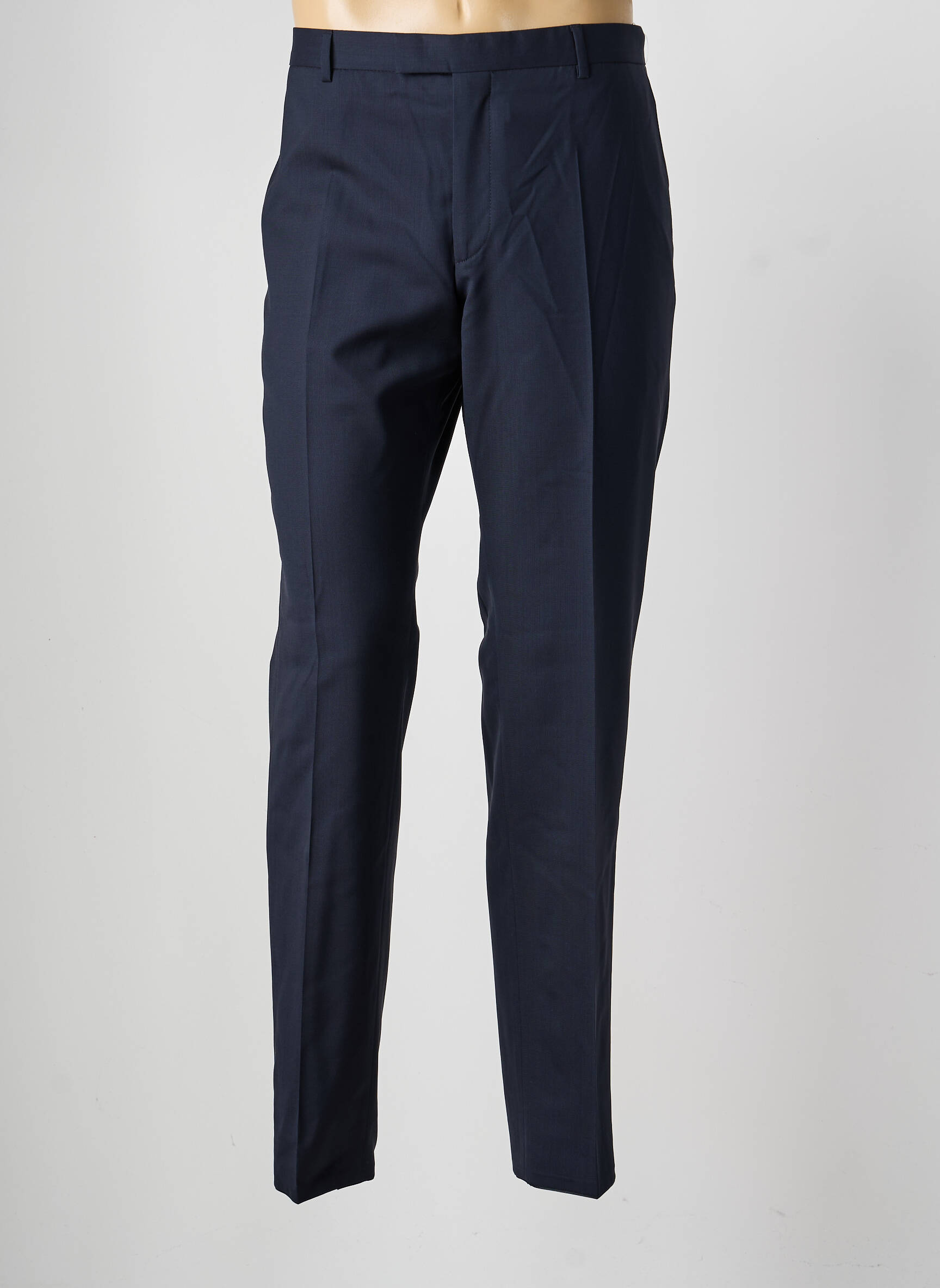 Pantalon droit taille à pinces taille normale bleu SAINT HILAIRE homme