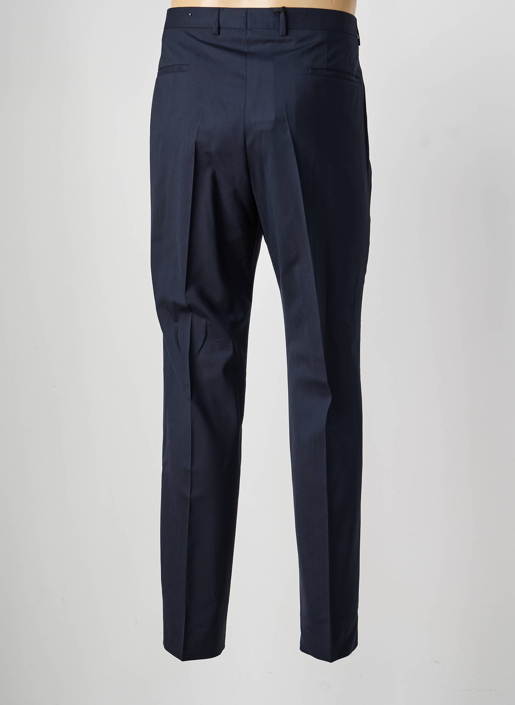 Pantalon droit taille à pinces taille normale bleu SAINT HILAIRE homme