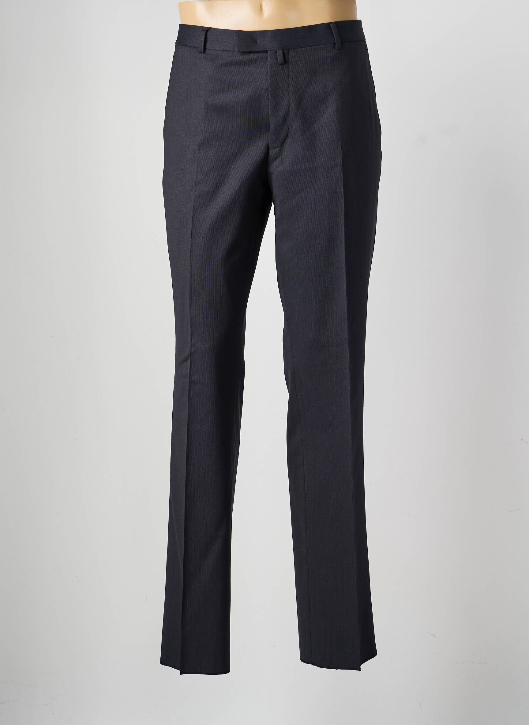 Pantalon droit taille à pinces taille normale bleu SAINT HILAIRE homme