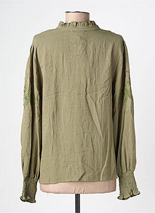 Chemisier tissage crêpe manches longues vert EMILIE.K femme