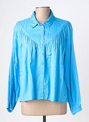 Chemisier tissage popeline manches longues bleu NOTSHY femme