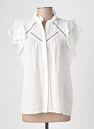 Chemisier tissage crêpe manches courtes blanc SUNCOO femme