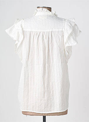 Chemisier tissage crêpe manches courtes blanc SUNCOO femme