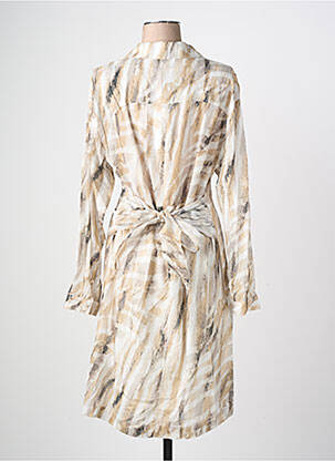 Robe mi-longue imprimé fantaisie manches longues beige EVA KAYAN femme